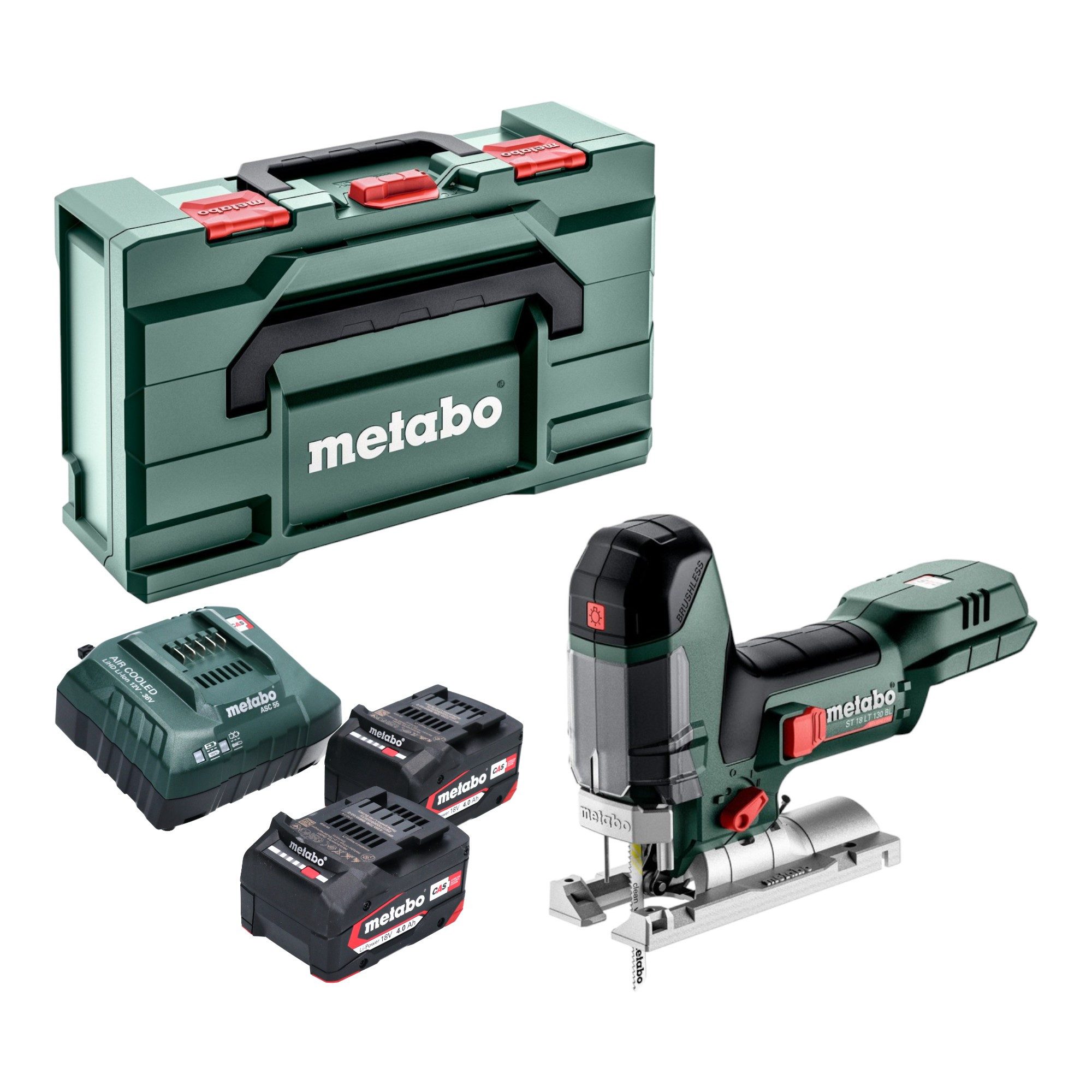 metabo Akku-Stichsäge ST 18 LT 130 BL 18 V 130 mm Brushless + 2x Akku 4,0 Ah + Ladegerät