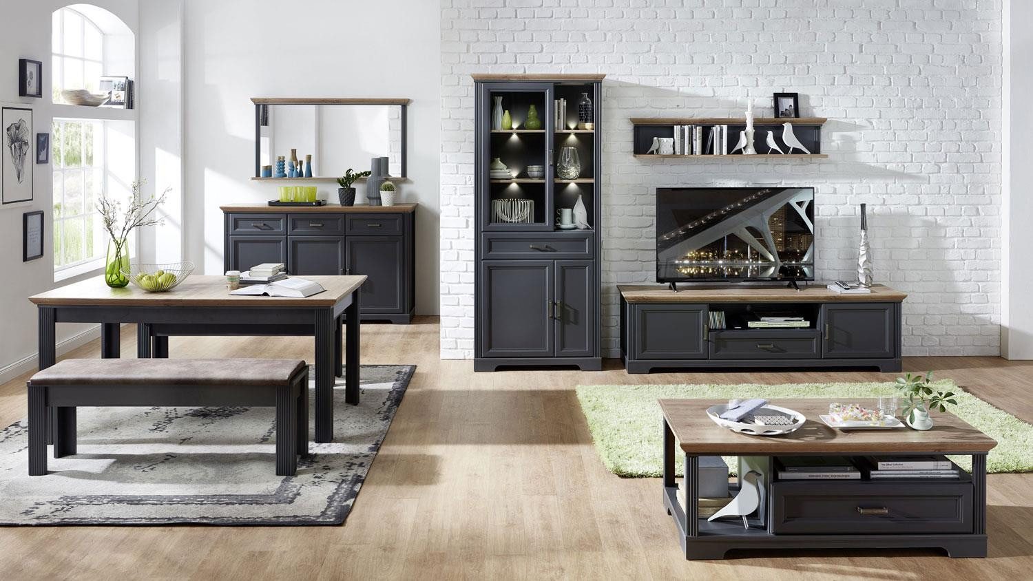 Innostyle Sideboard Sideboard Jasmin Kommode Anrichte in graphit und Artisan Eiche 166x102