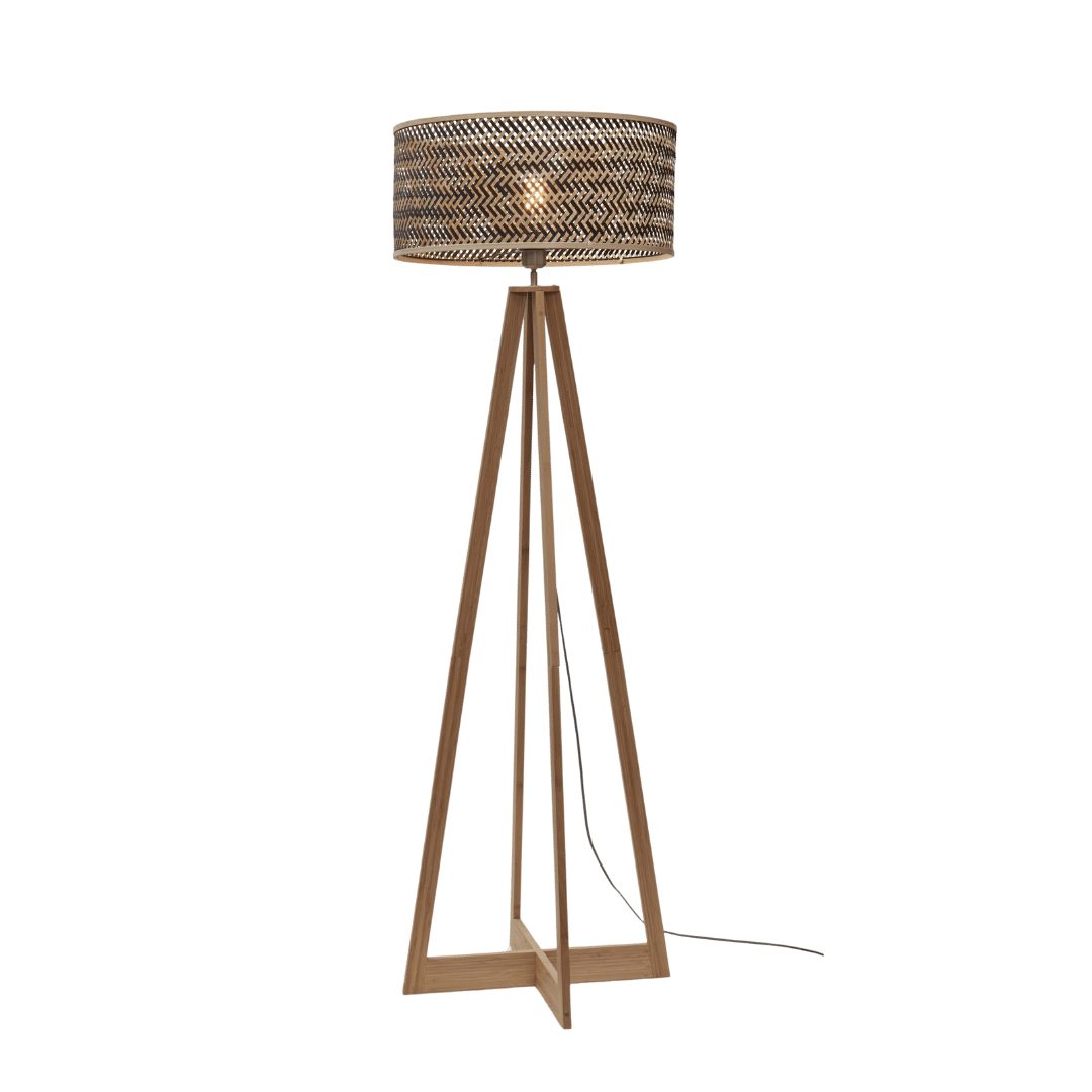 Stehlampe Stehlampe Java 4-Fuß 50x22 Natur/Schwarz