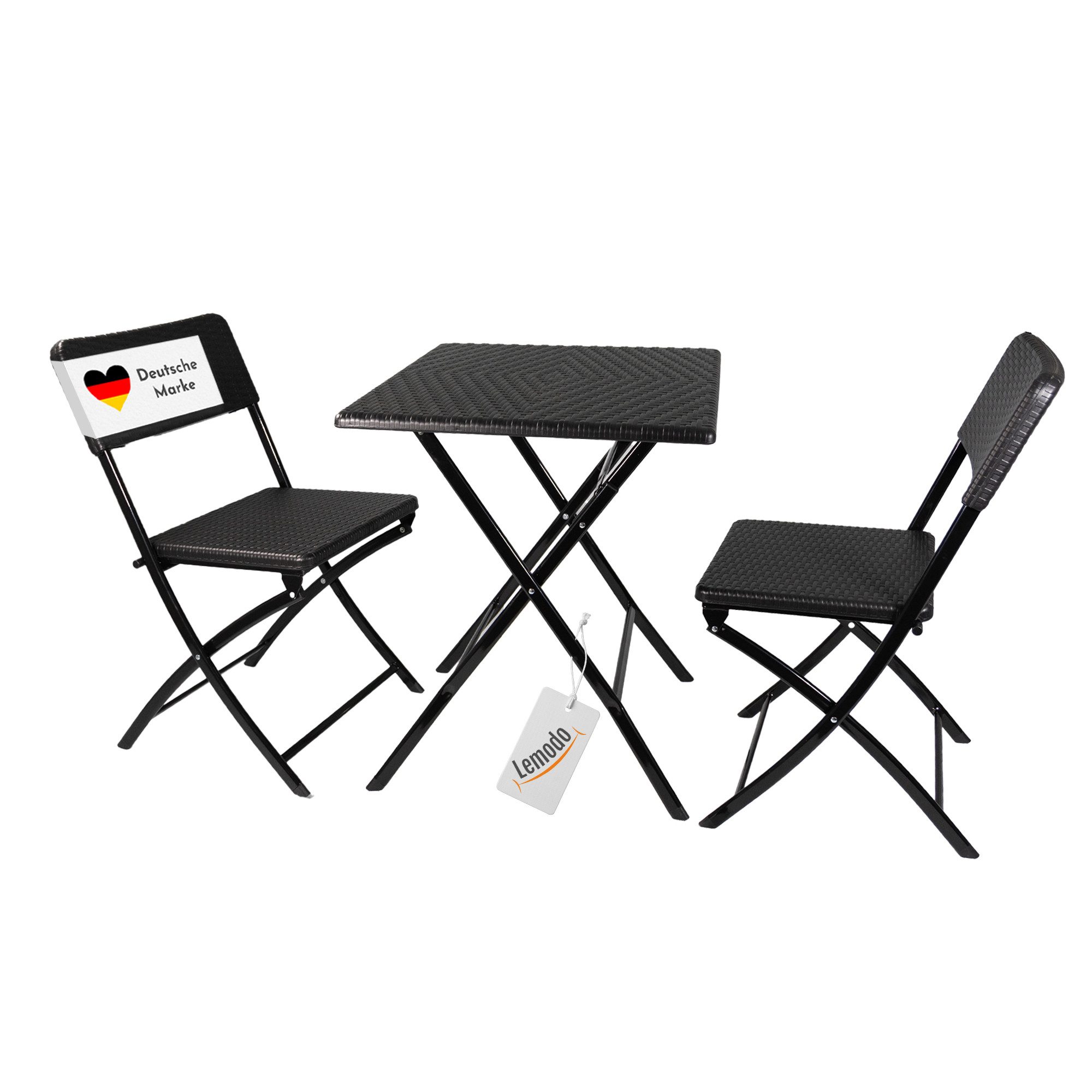 Lemodo Balkonset Klappbares Balkonmöbel Set 3-teilig, Rattan-Optik, (3-tlg), platzsparend dank klappfunktion