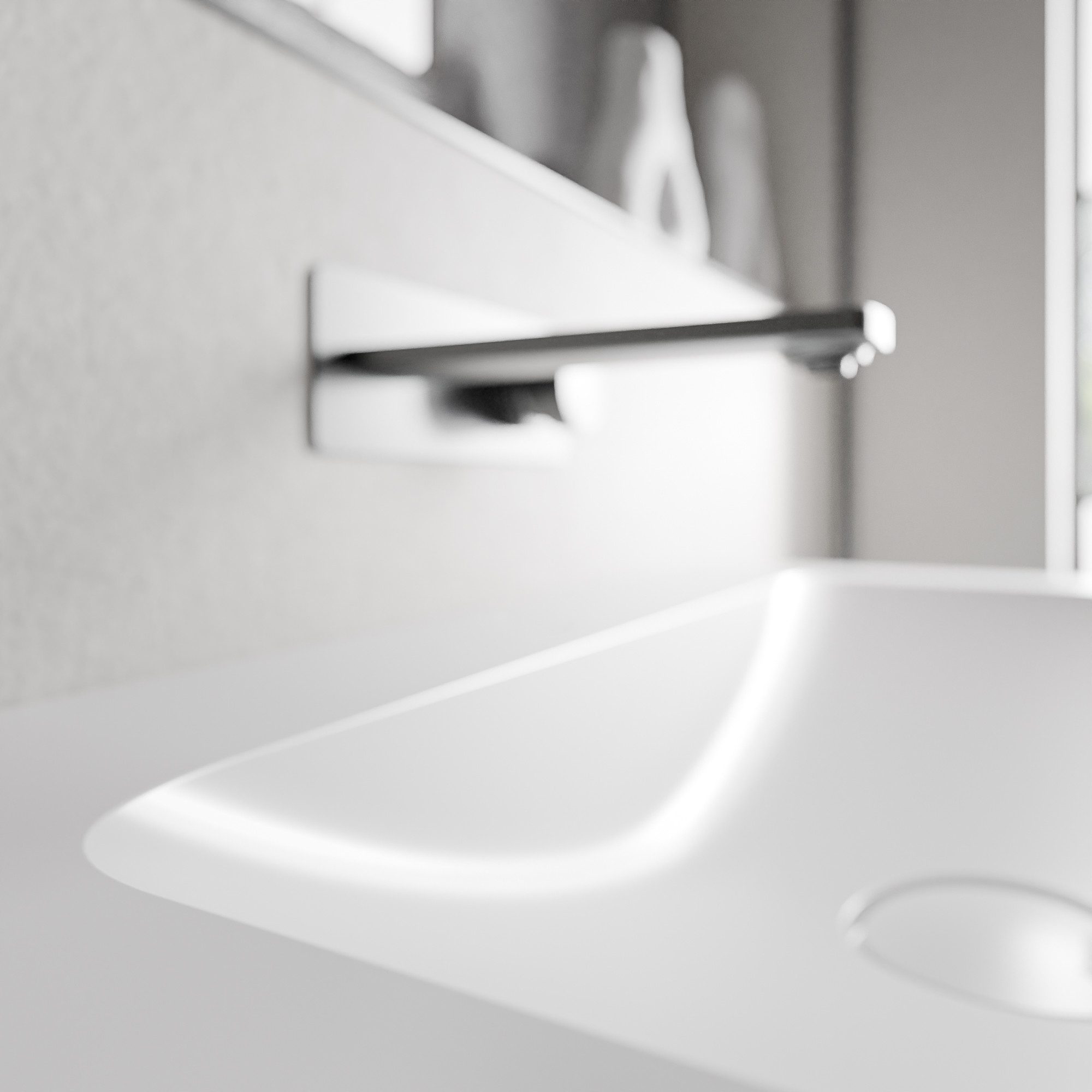 Bernstein Waschbeckenunterschrank AVA Schwarz matt 100cm Waschbecken Weiß matt ohne Hahnloch Waschtischunterschrank mit Mineralguss-Waschbecken 2 Schubladen