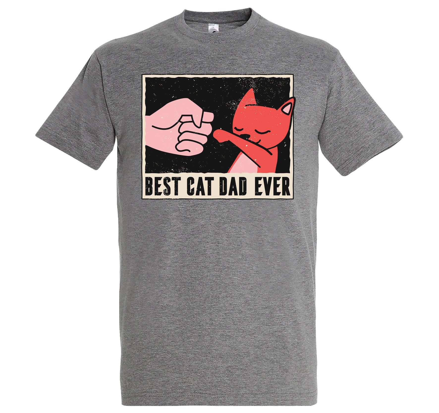 Youth Designz T-Shirt Best Cat Dad Ever Herren Shirt mit lustigem Frontprint Grau