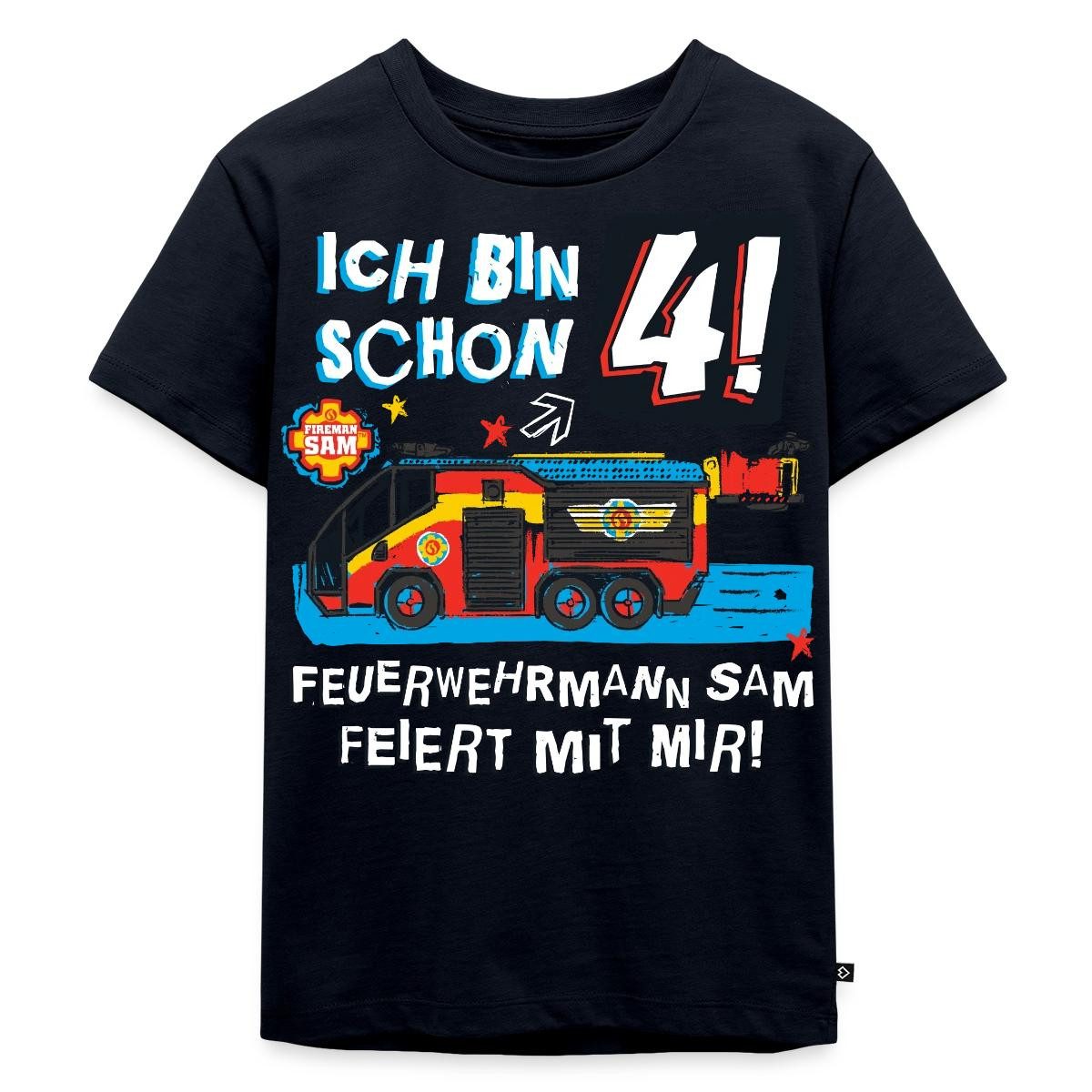T-Shirt Feuerwehrmann Sam Geburtstagsdesign 4 Jahre Kinder Premium T-Shirt
