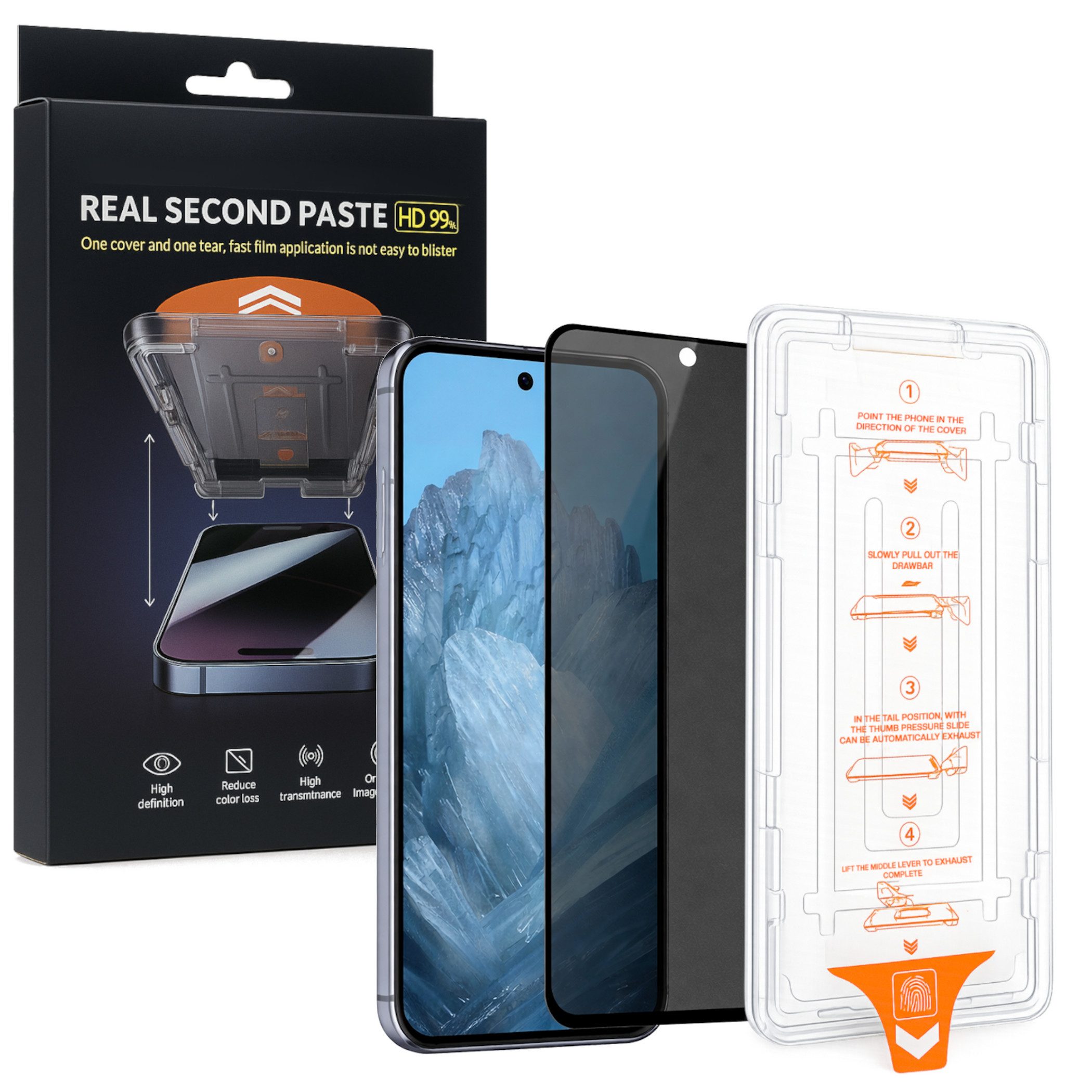 Wigento Displayschutzglas SnapFit Privacy Schutzglas für Google Pixel 10a mit Anbringhilfe 9H für Google Pixel 10a, Blickschutz, 9H Härte, kratzfest, stoßfest, Installationshilfe