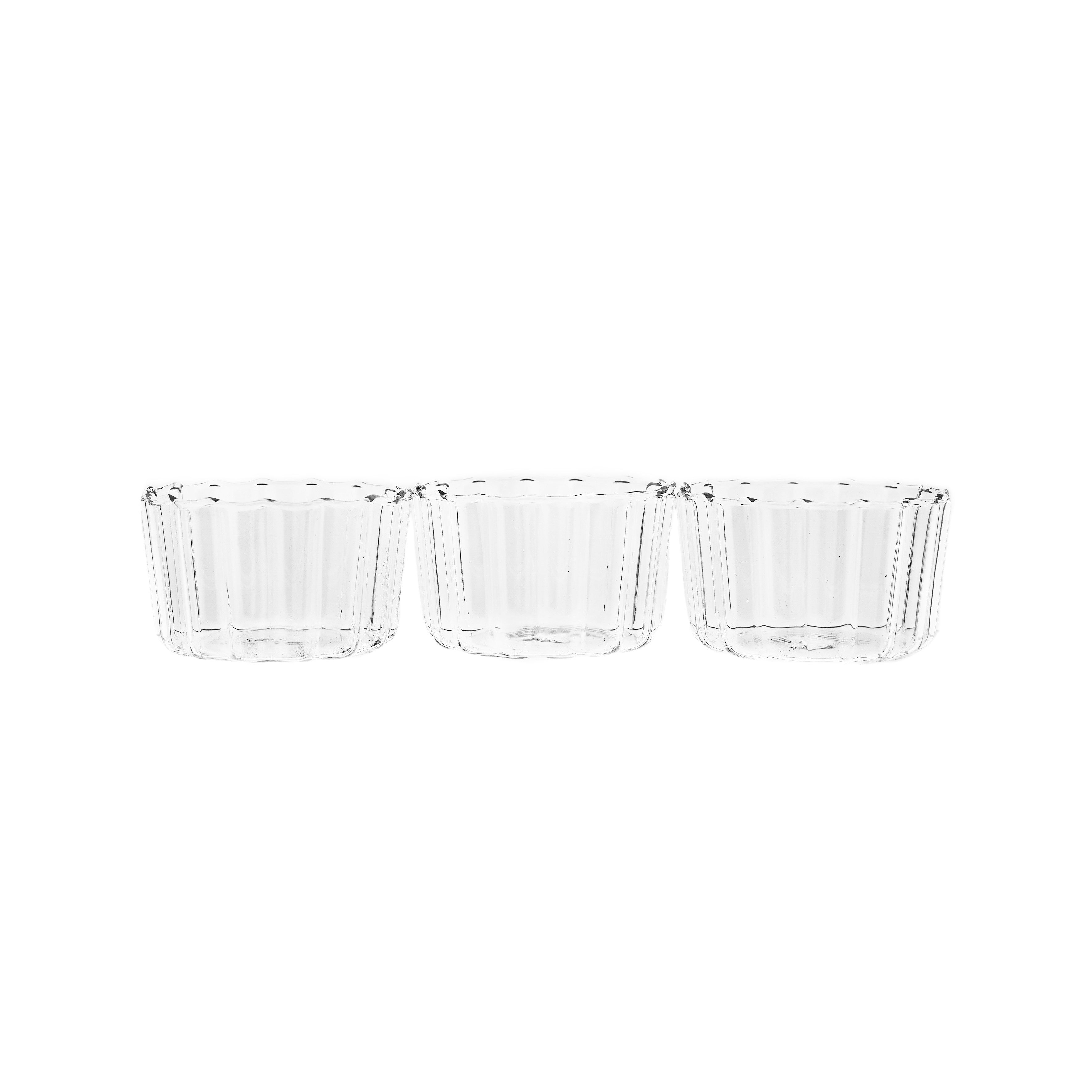 Almina Snackschale Glasschalen "Luana Dipo" 3er-Set aus Borosilikatglas im Relief Design, (3-tlg)
