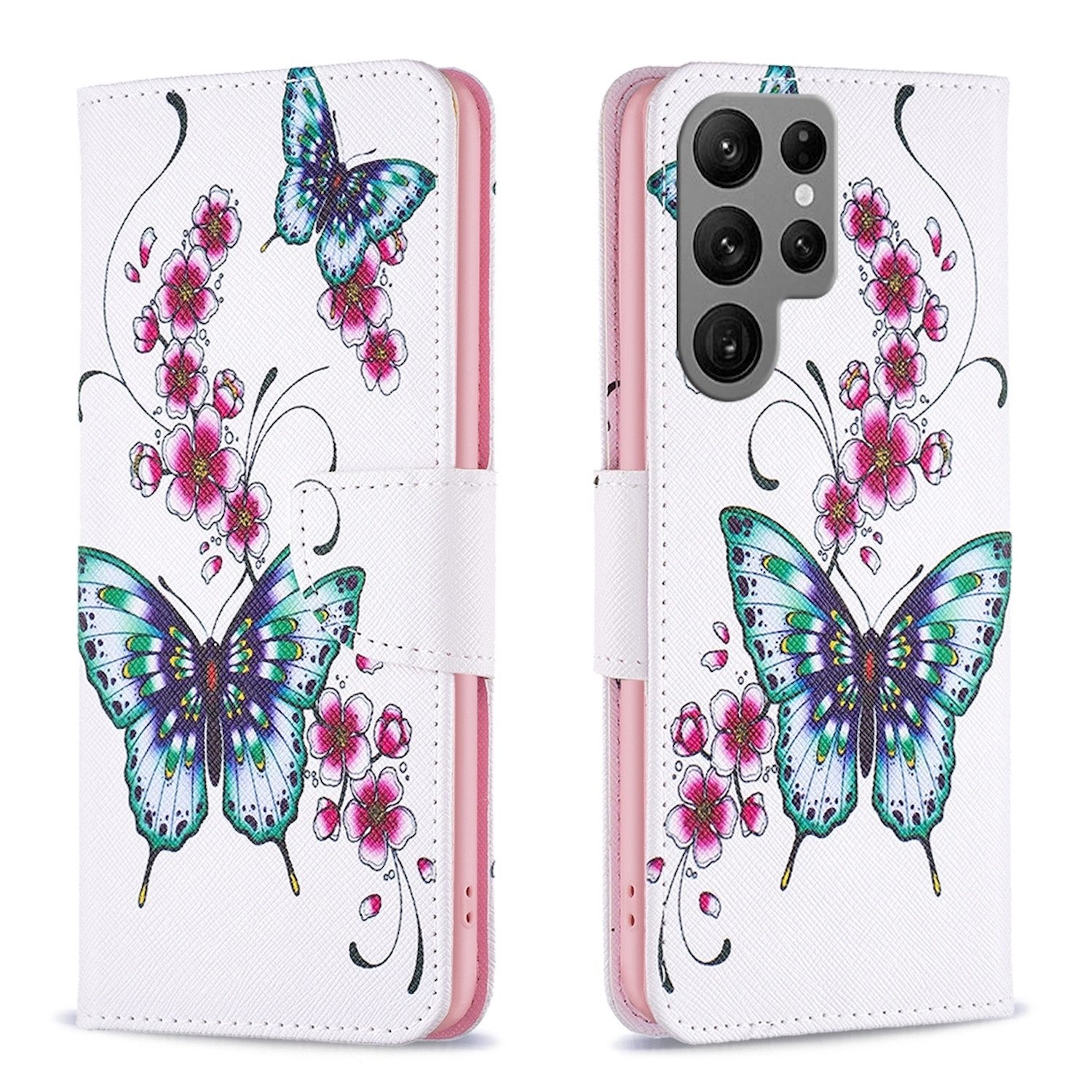 Wigento Handyhülle Für Samsung Galaxy S24 Ultra Kunstleder Tasche Hülle Book Motiv 4 Case