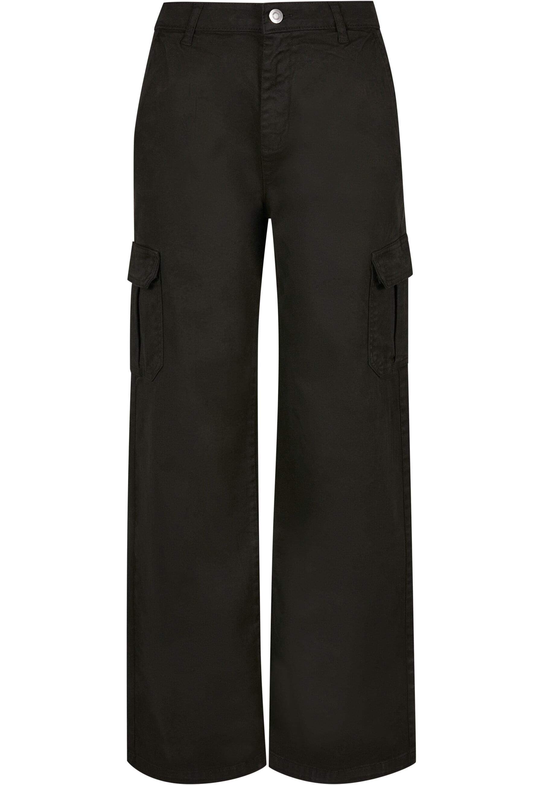 Cargo black (1-tlg) Stoffhose Straight Pants Damen CLASSICS Waist High URBAN Ladies