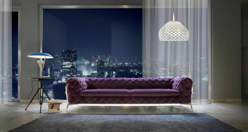 Luxus Design Lila 4 4-Sitzer Sofagarnitur Couch Sitzer - Polster JVmoebel Chesterfield