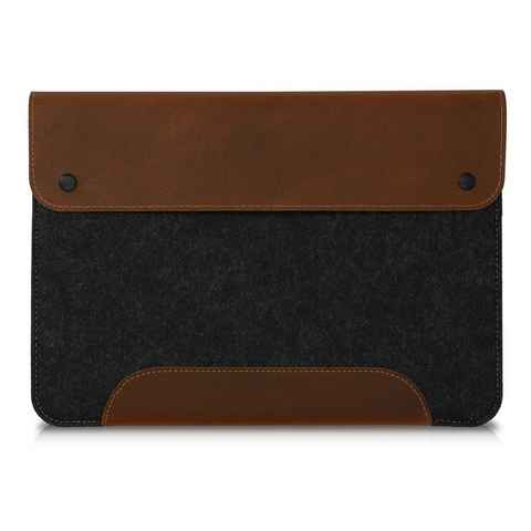 kalibri Tablet-Hülle, Tablet Tasche für Microsoft Surface Pro 7 / 6 / 5 / 4 / 3 - Filztasche mit Leder Applikationen - Schutzhülle
