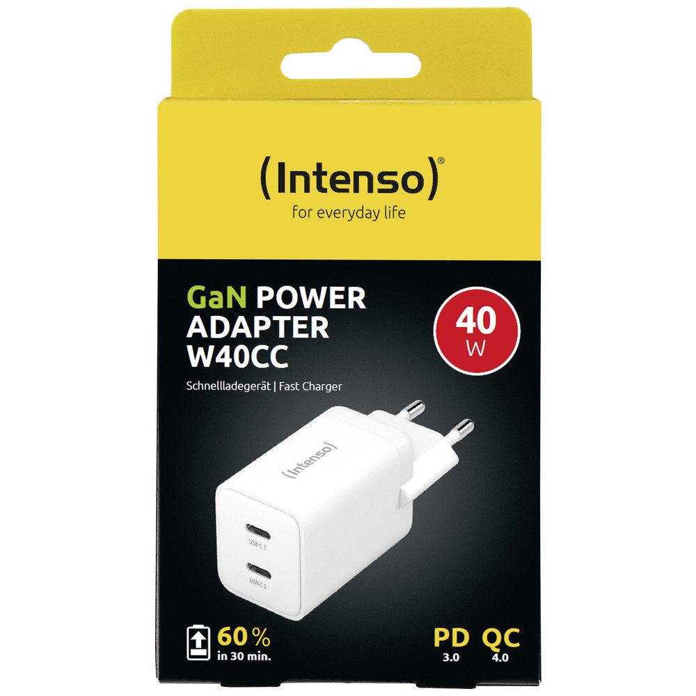 Intenso Intenso W40CC GaN USB Ladegerät 40 W 2x USB-C® Weiß Innenbereich GaN, USB-Ladegerät (W40CC GaN) – Bild 5 von 5
