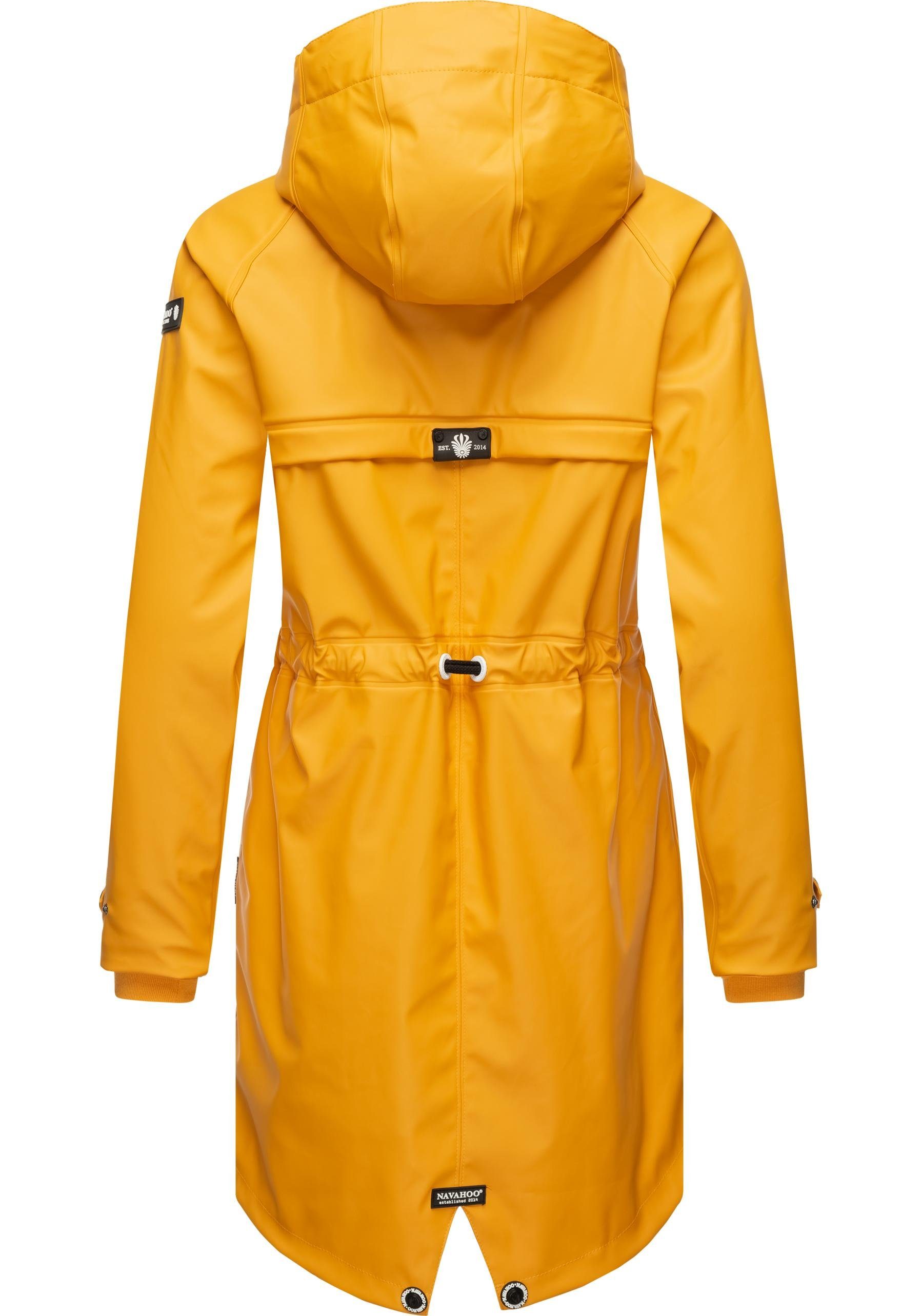 Regenjacke Damen modischer mit gelb Kapuze Flower Rainy Navahoo Regenmantel