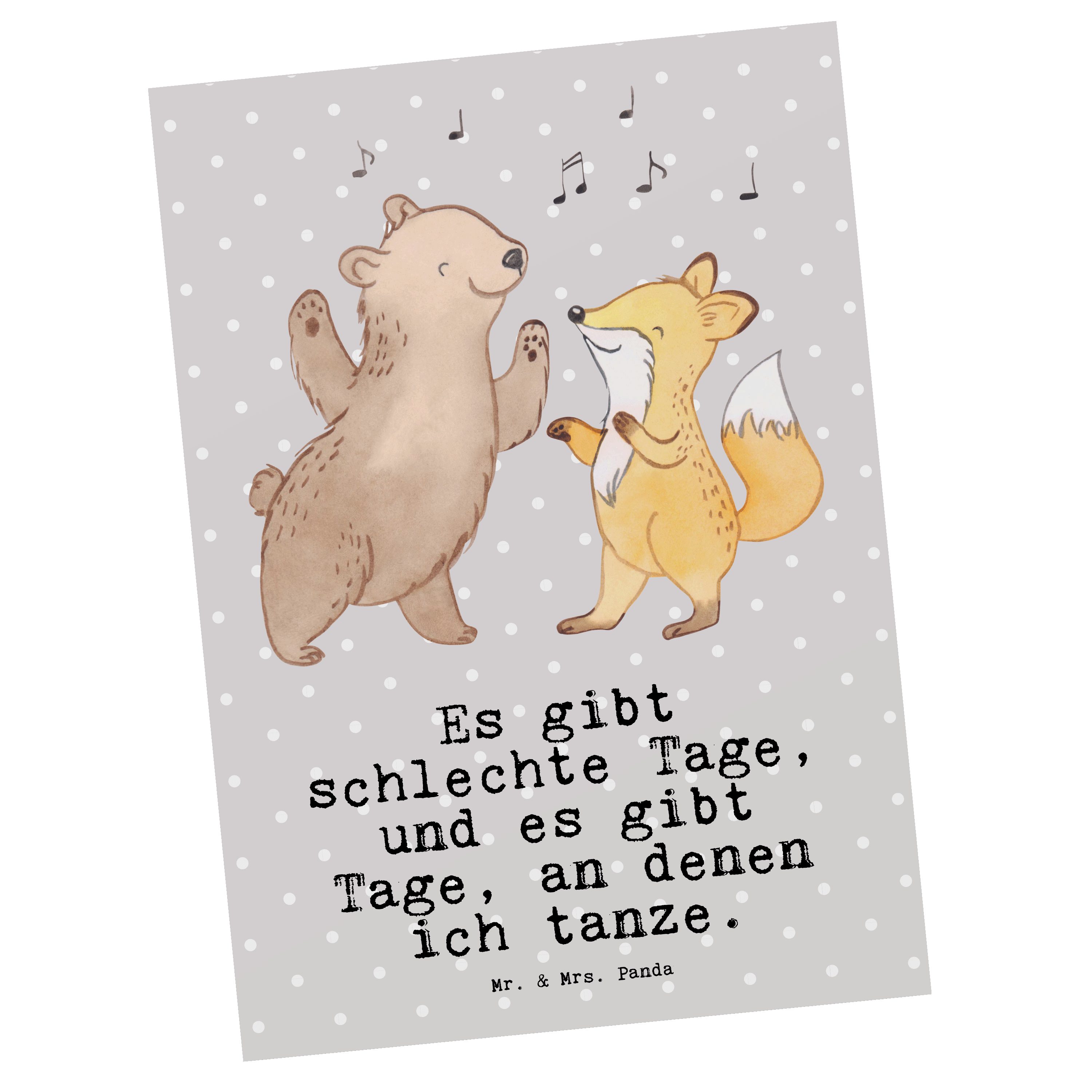 Mr. & Mrs. Panda Postkarte Grau - Geburtstag Tanzen Ansichtskarte, - Geschenk, Hase Tage Pastell