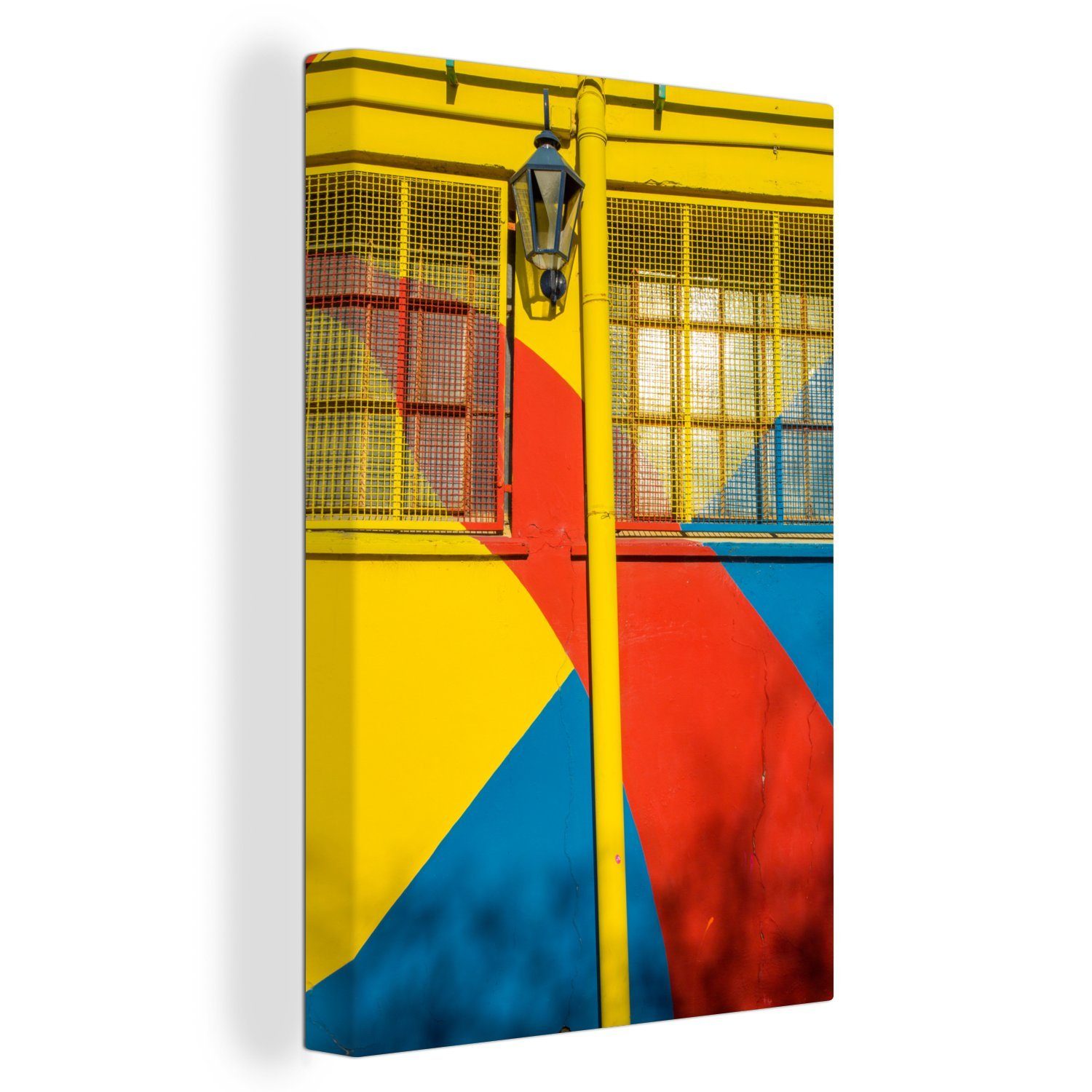 OneMillionCanvasses® Leinwandbild Eine Wand mit leuchtenden Farben im Stadtteil La Boca in Südamerika, (1 St), Leinwandbild fertig bespannt inkl. Zackenaufhänger, Gemälde, 20x30 cm