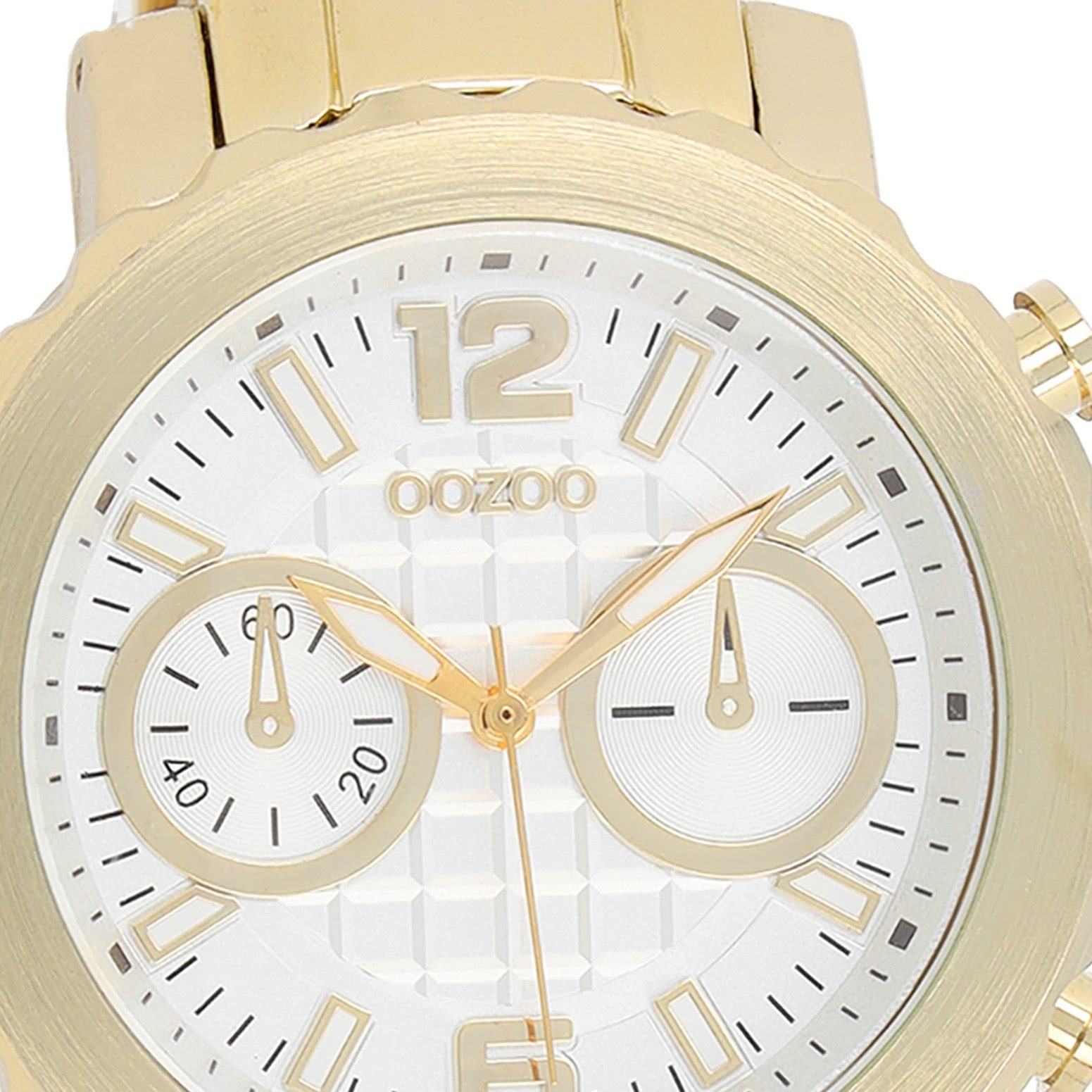 OOZOO Quarzuhr Oozoo Herren Armbanduhr Vintage Series, (Analoguhr), Herrenuhr rund, groß (ca. 40mm) Metallarmband gold