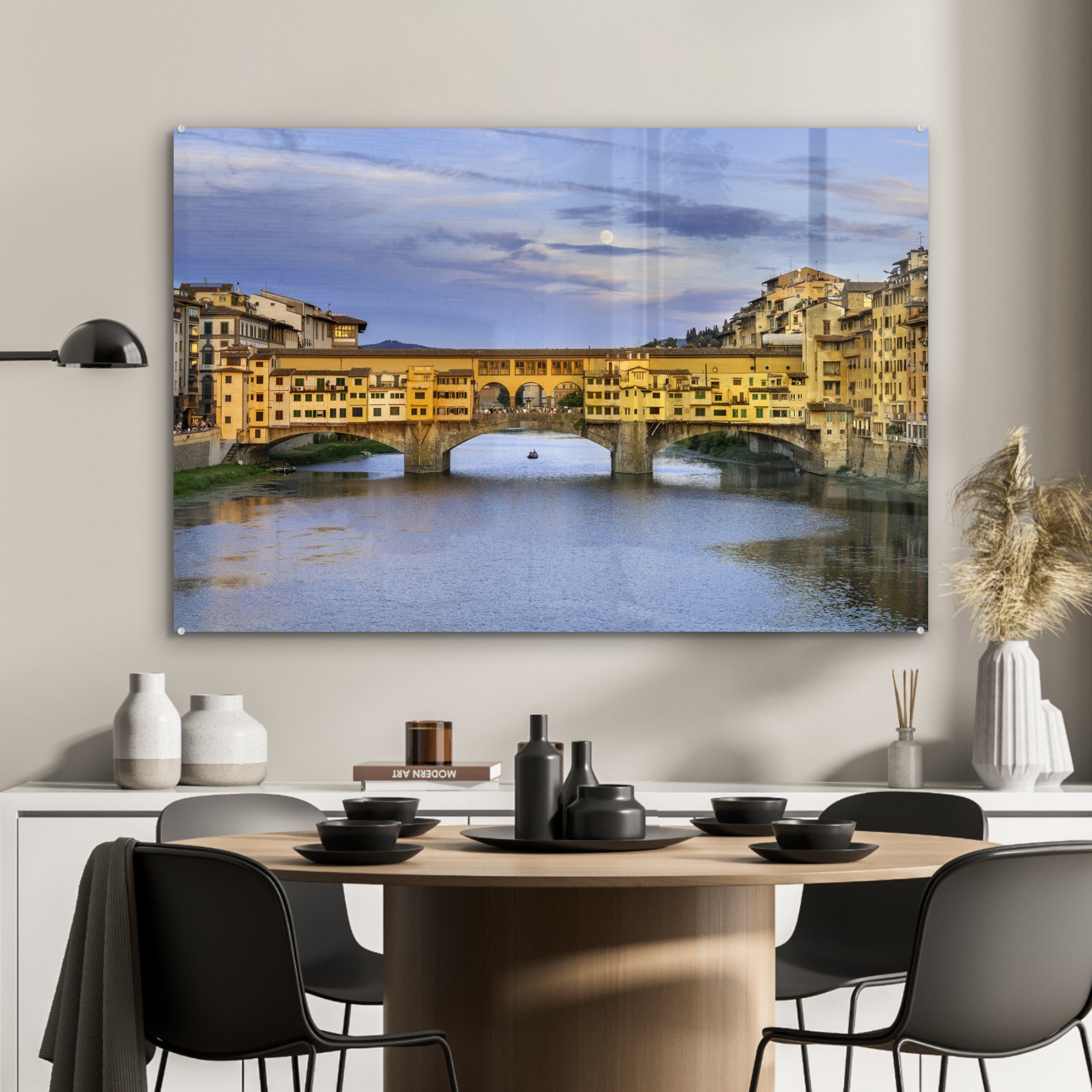 Ponte MuchoWow Acrylglasbilder italienischen der Der St), Florenz, in Schlafzimmer farbige Wohnzimmer Acrylglasbild (1 Vecchio Stadt &