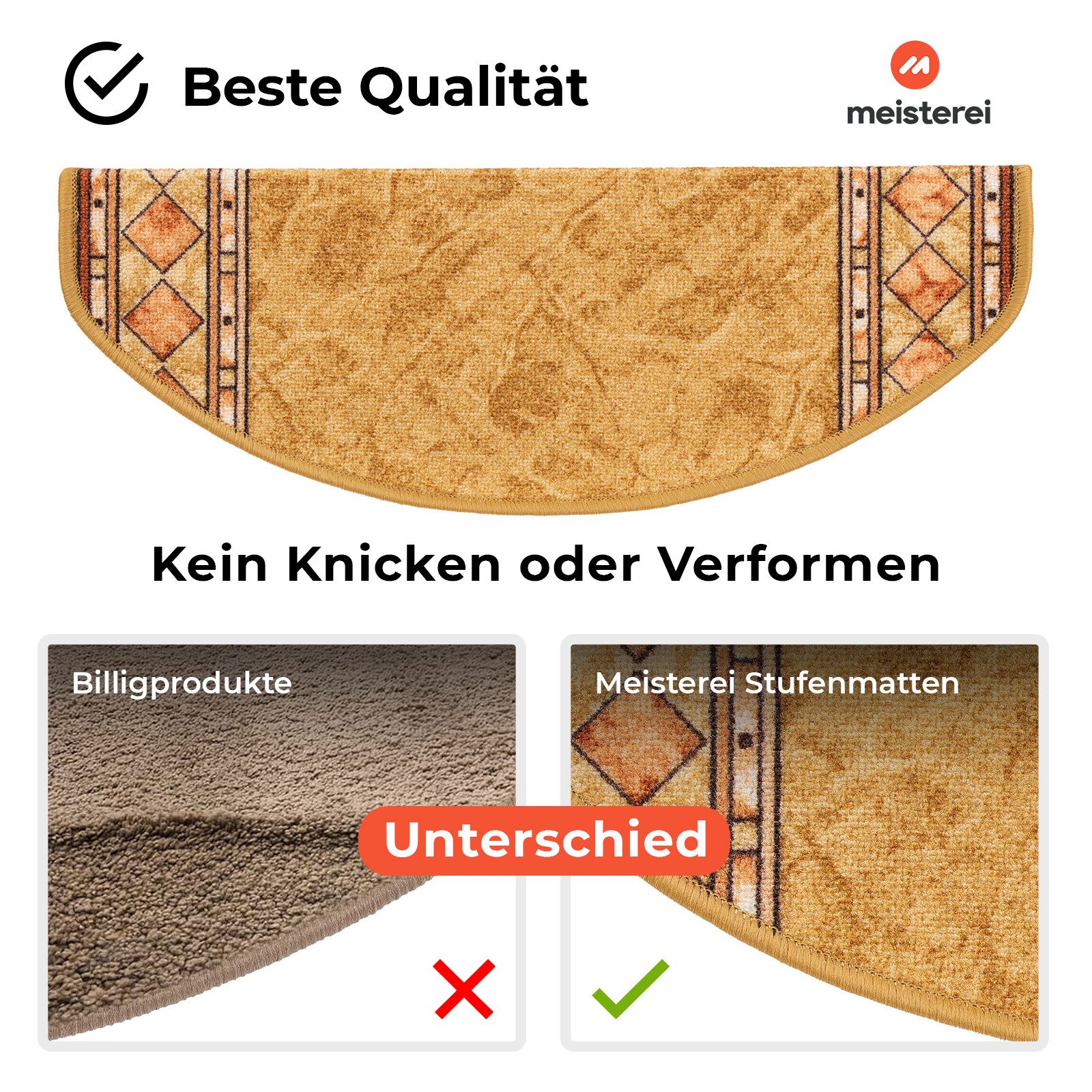 Floordirekt Stufenmatte Rügen, Erhältlich in vielen Farben & Größen, Treppenschutz, Halbrund, Höhe: 5 mm