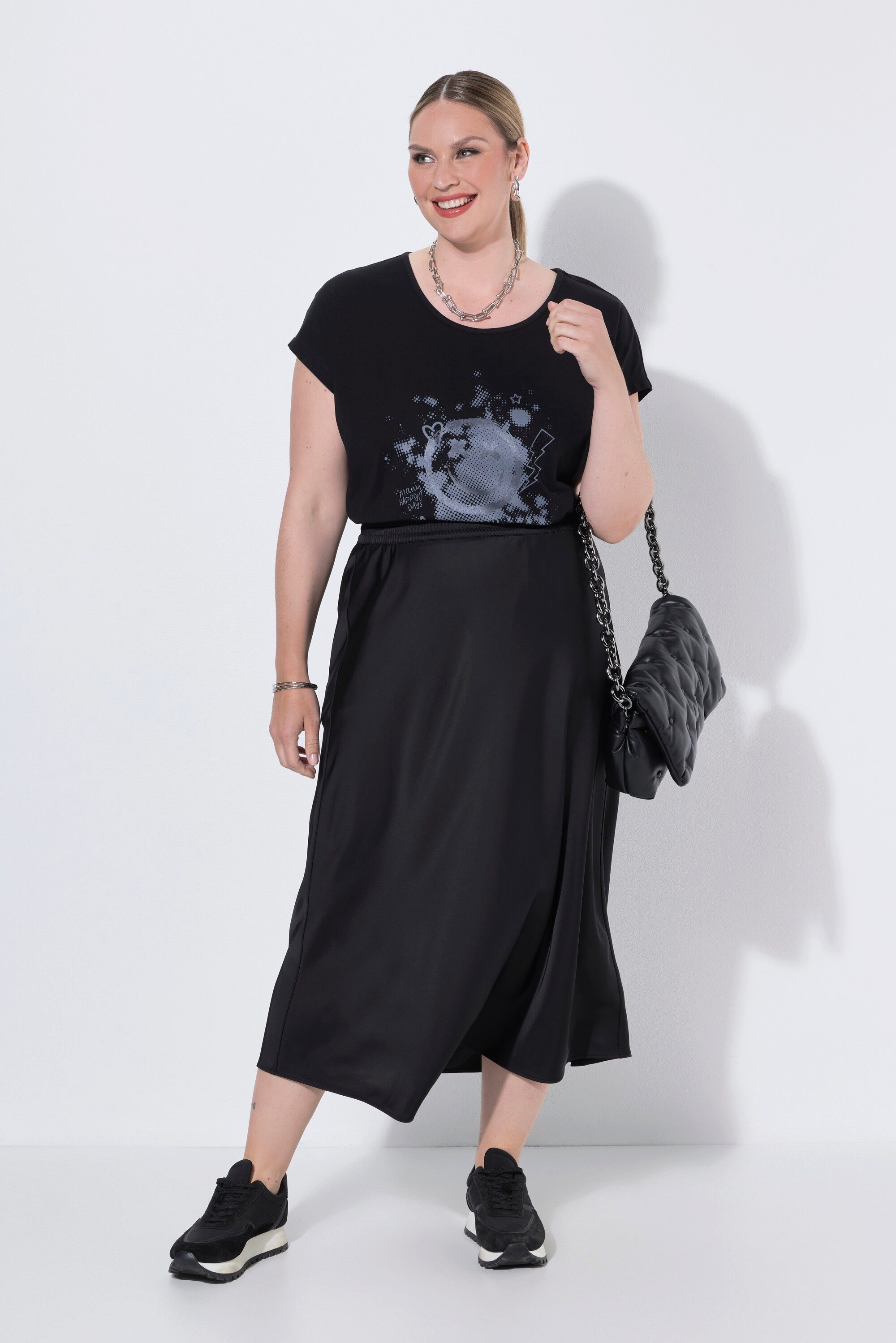 MIAMODA Jerseyrock Maxi-Satinrock A-Linie Elastikbund