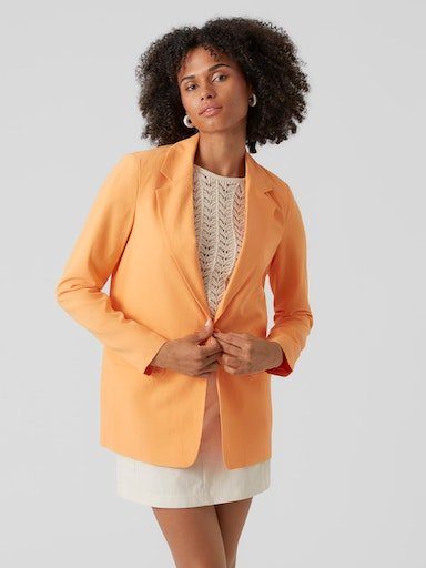 VERO MODA Vmcarmen Ls Loose Blazer Noos Women's Blazer, Mock Orange, L