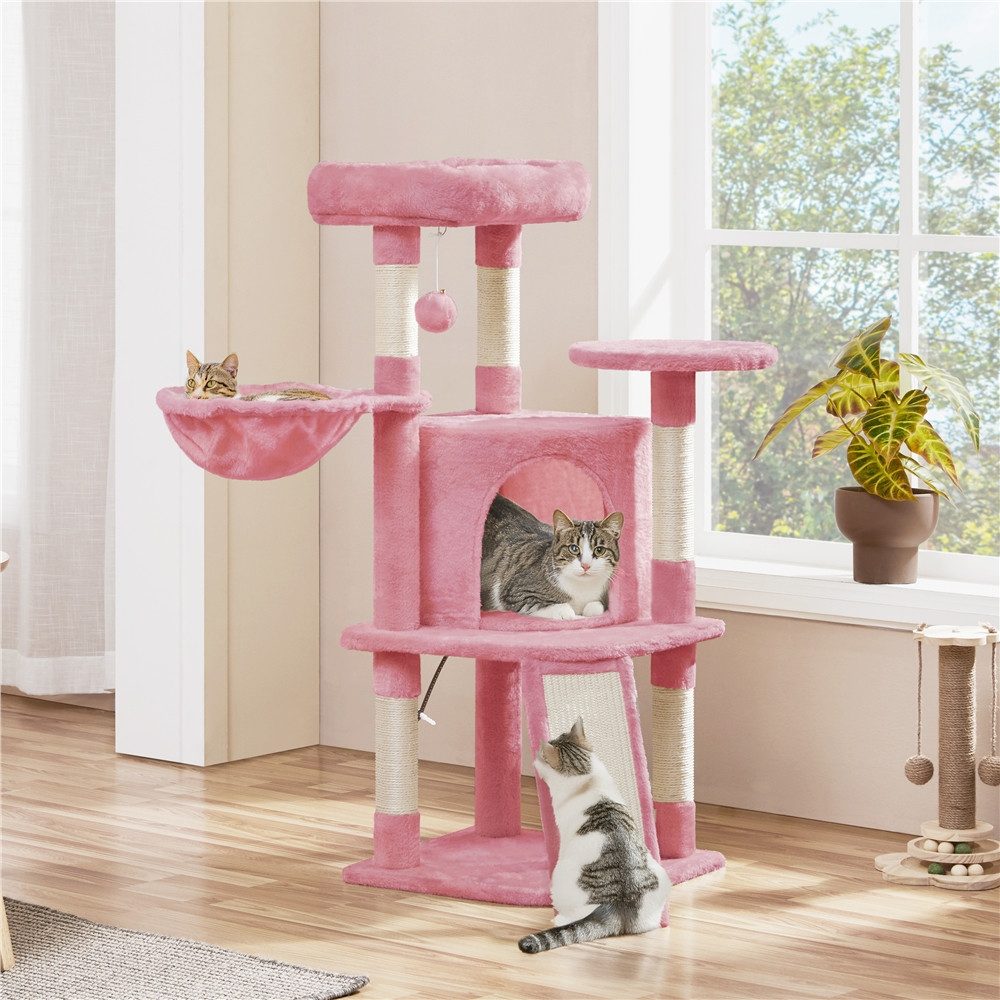Yaheetech Kratzbaum 106 cm (H) Katzenkratzbaum, Kletterbaum Katzenbaum mit Katzenhöhle & Sisalstämme & Kratzbrett