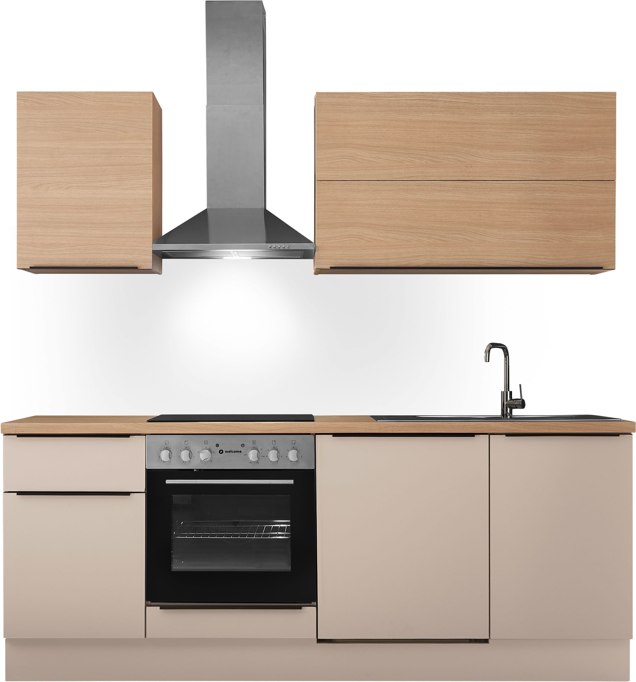 KOCHSTATION Küchenzeile Cocco B/H/T 220x211x60 cm, Breite 220 cm, wahlweise mit E-Geräten und Induktion