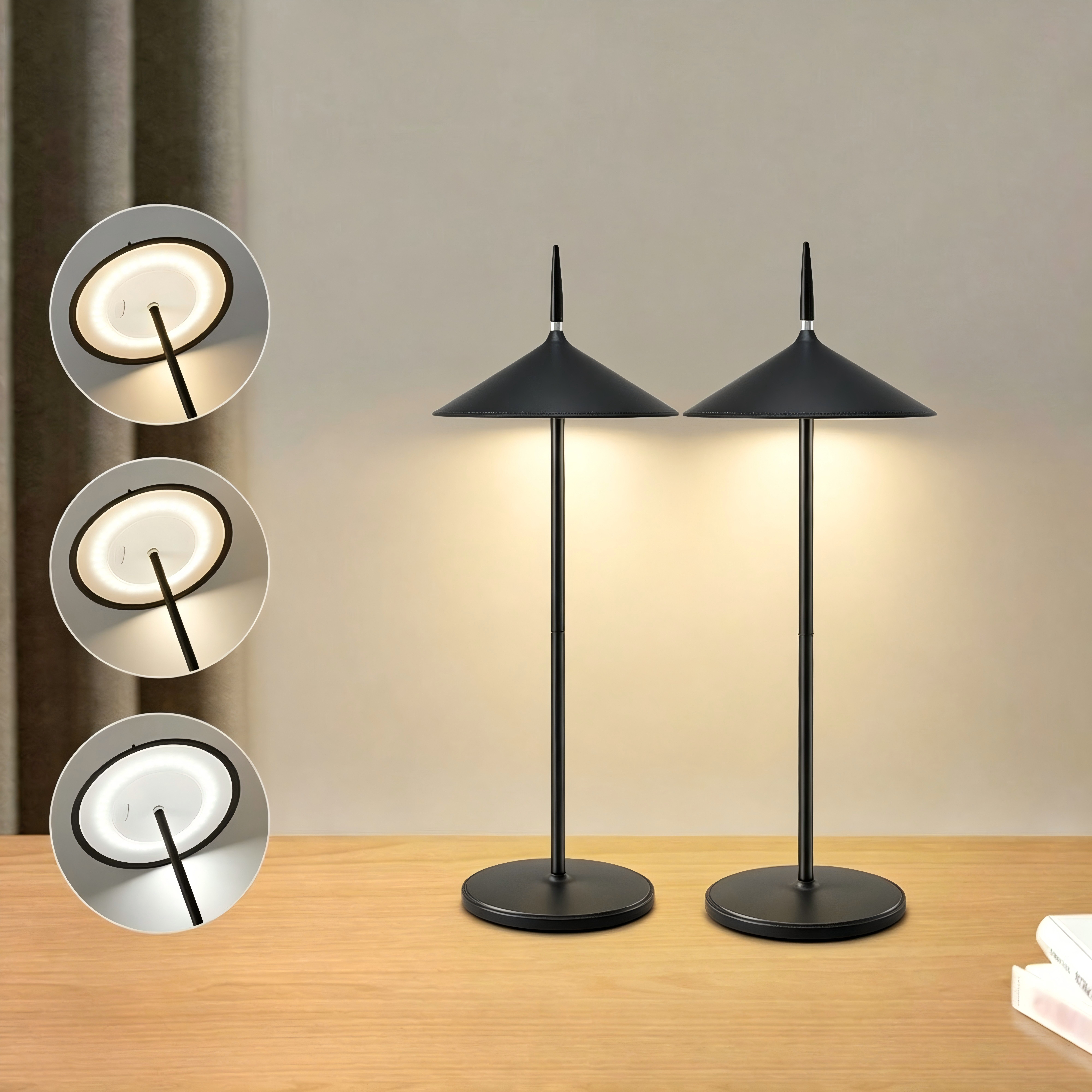 ZMH LED Tischleuchte Kabellos Aufladbar Touch Dimmbar Modern Aussentischleuchte Garten, Augenschutz, Einfache Installtion, LED fest integriert, 3000-6500K, 1800mhA Nachttischlampe USB für Esstisch