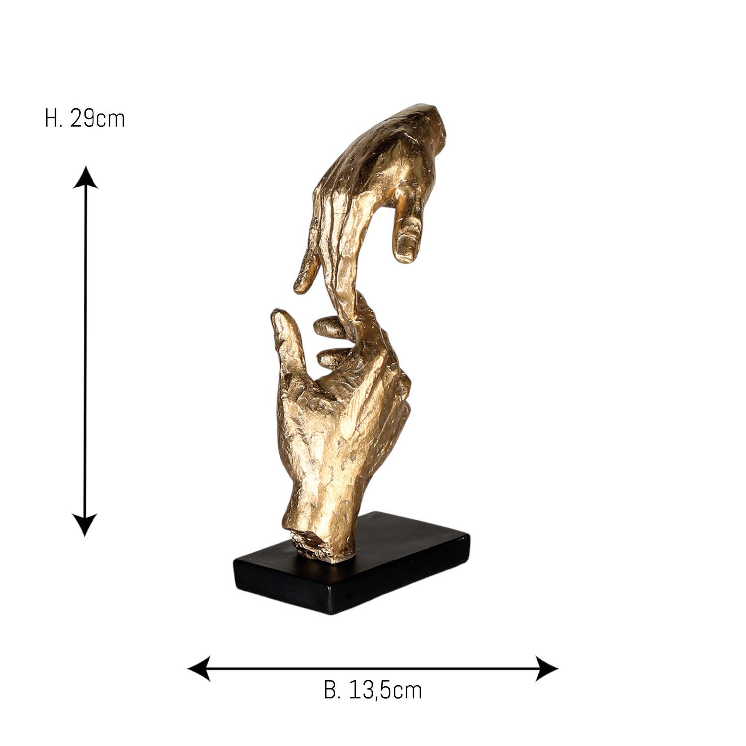 Casablanca by Gilde Dekofigur Skulptur Two Hands, gold/schwarz (1 St), Dekoobjekt, Höhe 29, Hände, mit Spruchanhänger, Wohnzimmer – Bild 5 von 5
