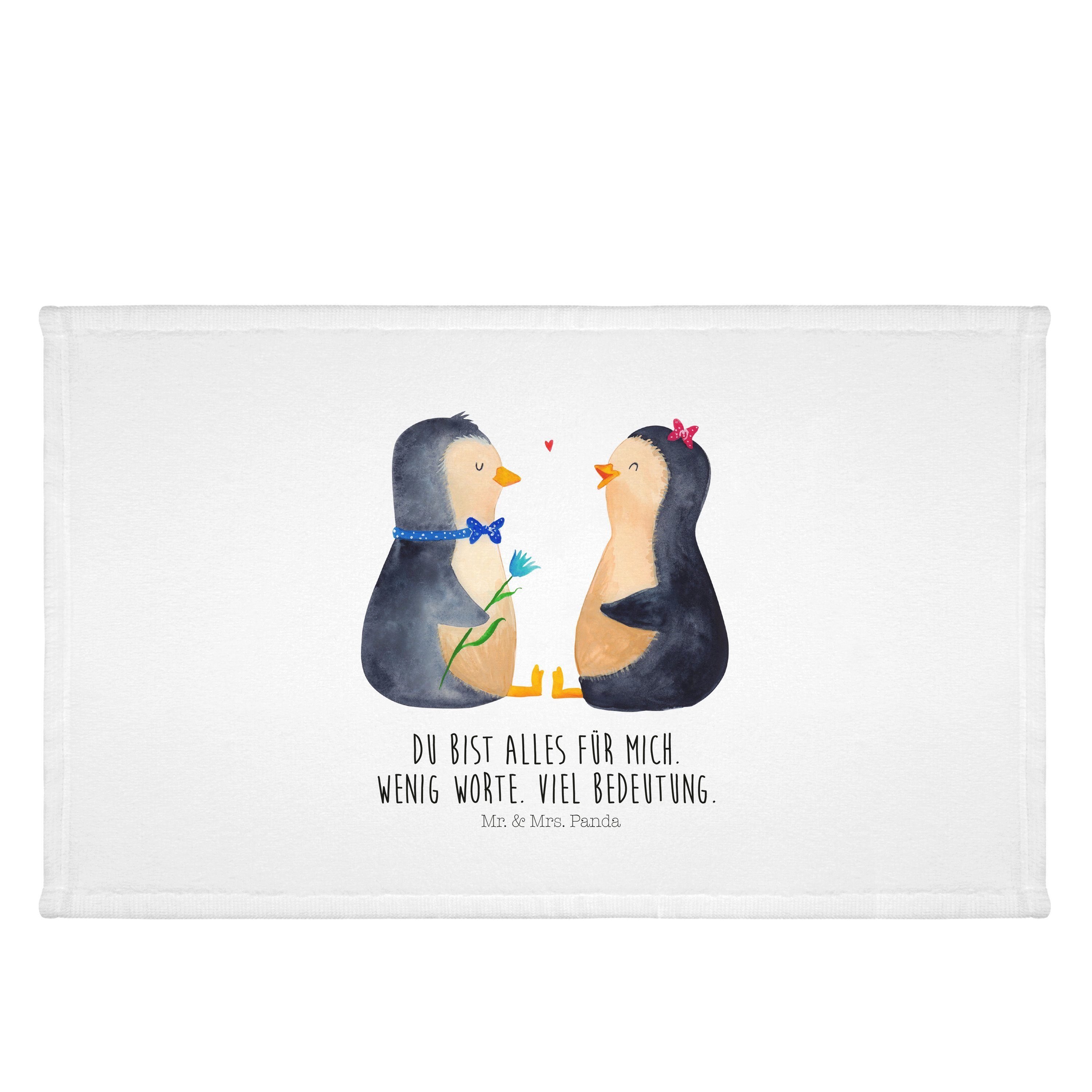 Handtücher, Mrs. Pinguin Weiß Mr. Badehandtuch, - Handtuch Panda Pärchen Handtuch, Geschenk, & (1-St) -