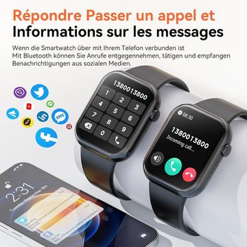 Mingtawn IP67 Wasserdicht Männer und Frauen's Smartwatch (1,85 Zoll, Android / iOS), Mit Bluetooth-Anrufen, Herzfrequenzüberwachung