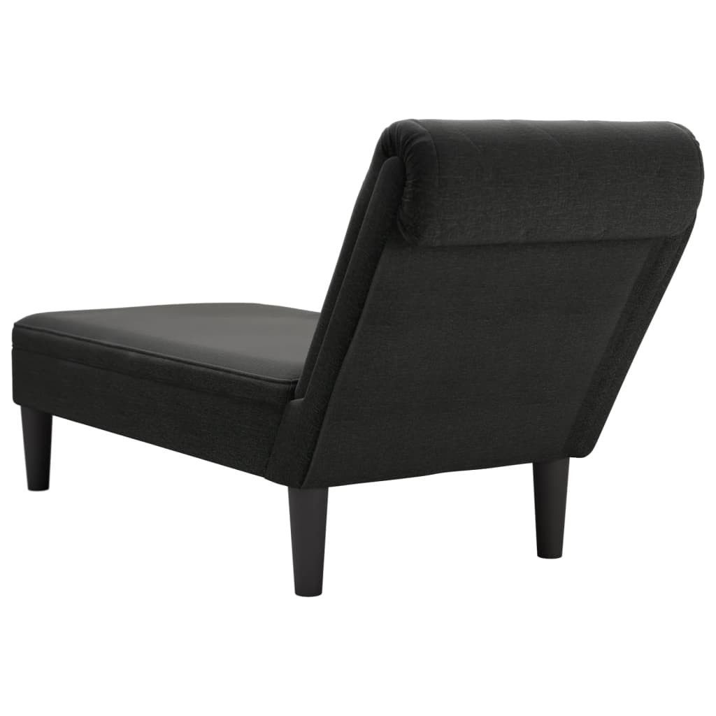 vidaXL Chaiselongue Chaiselongue mit Kissen und Rechter Armlehne Schwarz Stoff, 1 Teile