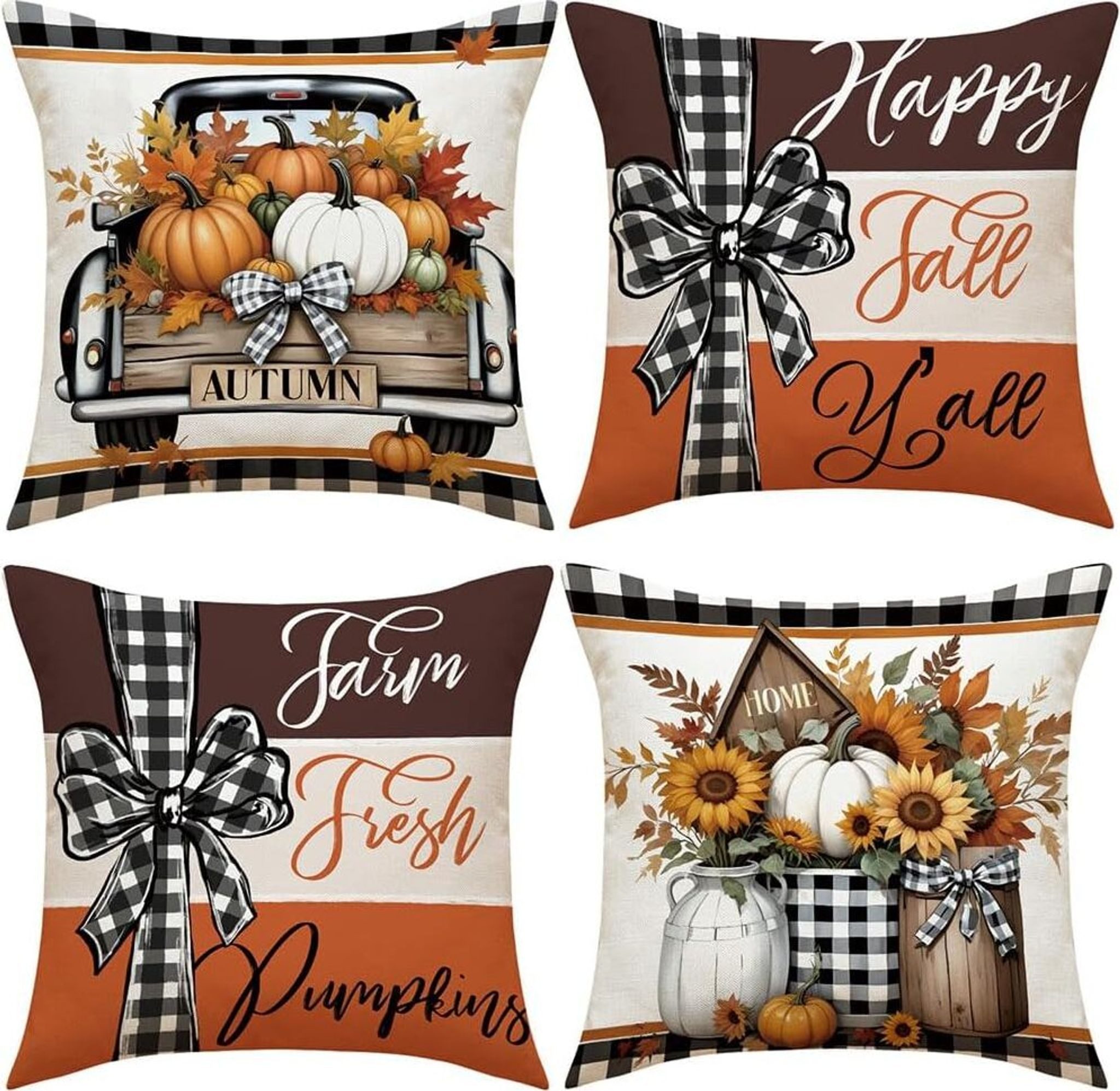 FELIXLEO Tischläufer Herbst Kissenbezug 45x45, 4er Set Herbst Kissenbezüge (1-tlg)