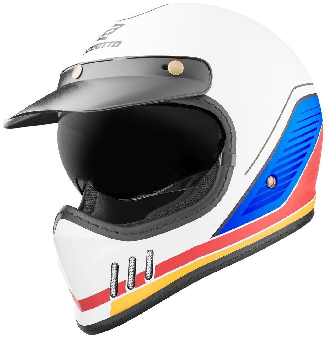 Bogotto Motocrosshelm FF980 EX-R Helm, herausnehmbares Innenfutter,integriertes Sonnenvisier
