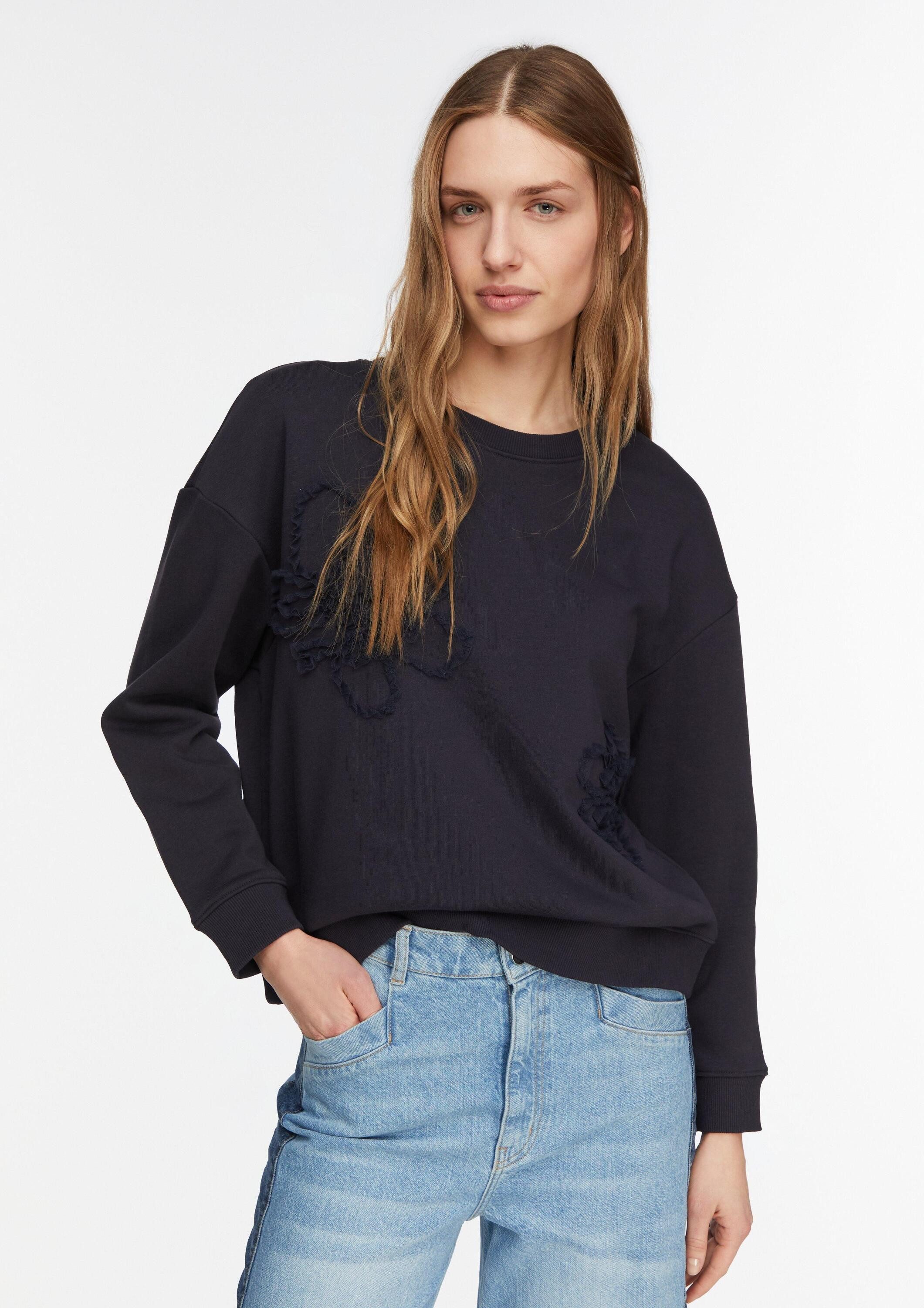comma Sweatshirt Sweatshirt Sweatshirt mit Blumenapplikation