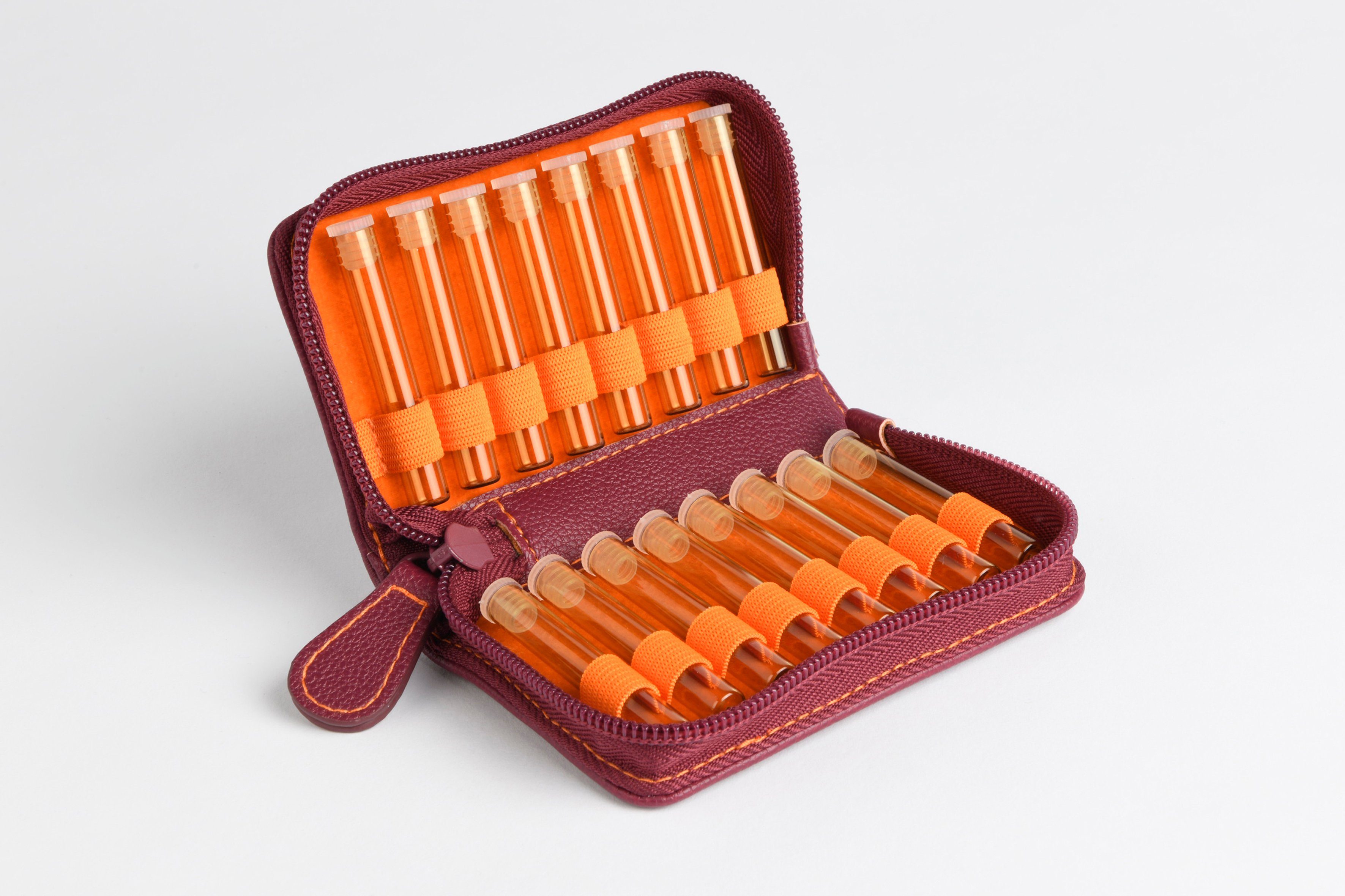 omeo Aufbewahrungstasche Taschenapotheke Globuli Kunstleder Pflaume für 16-240 Gläser