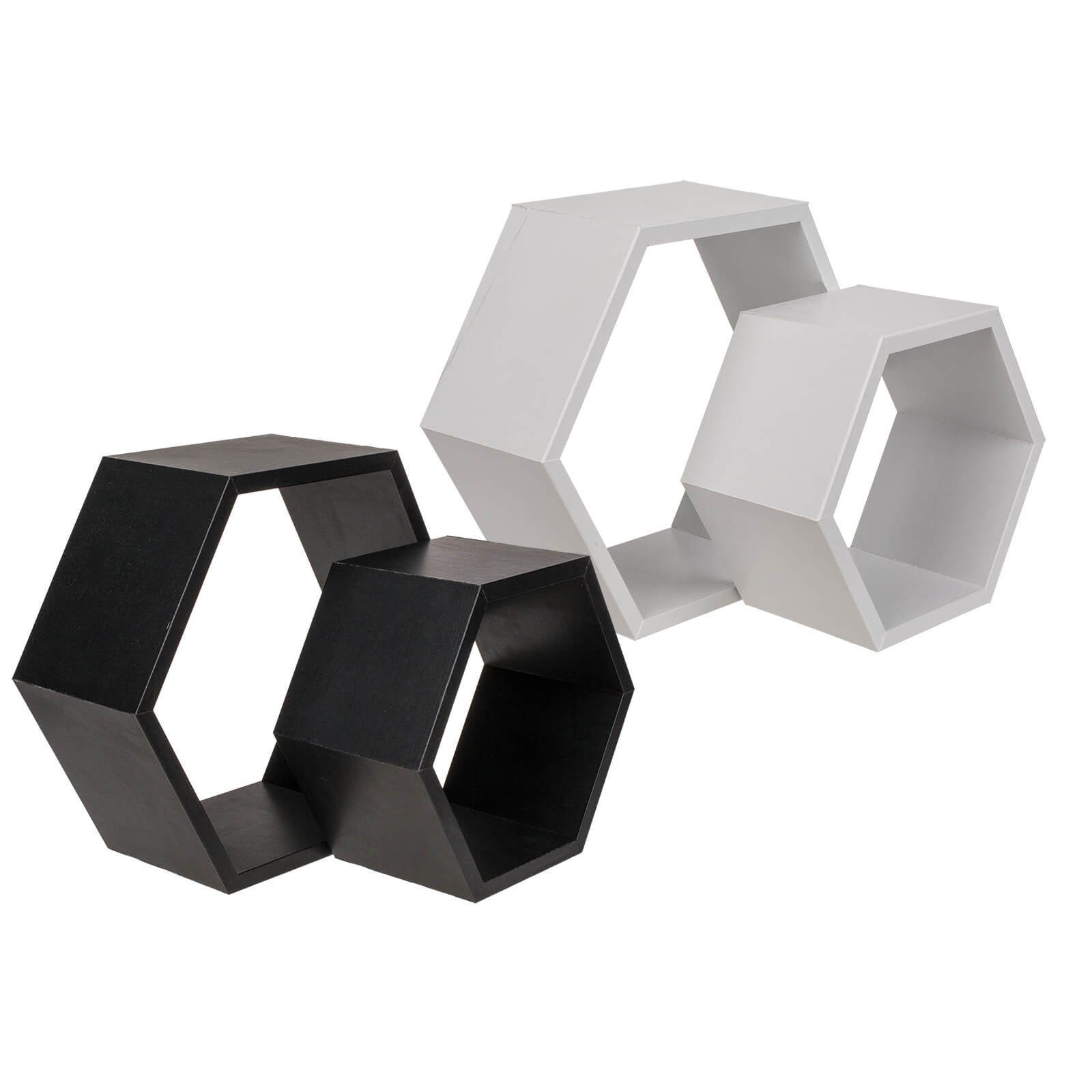 Out of the Blue Deko-Wandregal 4er Set Holz Wandregal 6-eckig Dekoregal sch günstig online kaufen