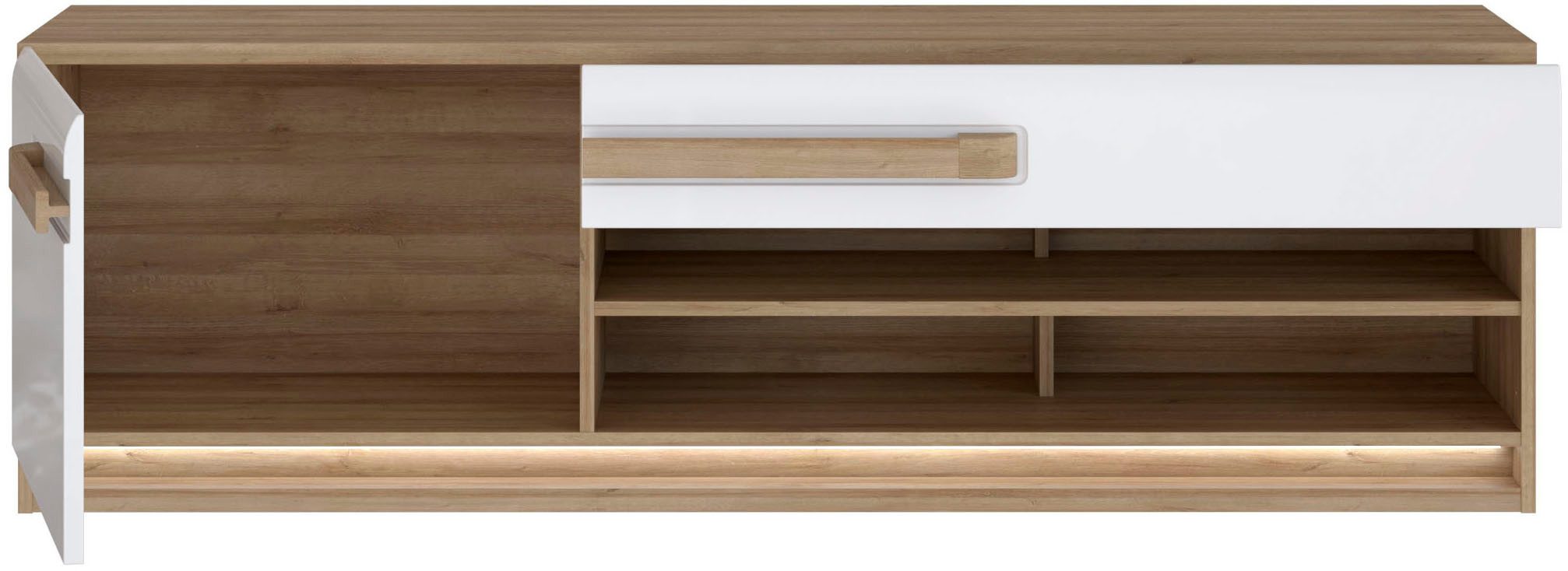 FORTE Lowboard Attention TV-Board, TV-Schrank, TV-Board, Beleuchtung, Soft Close, Kabelführung