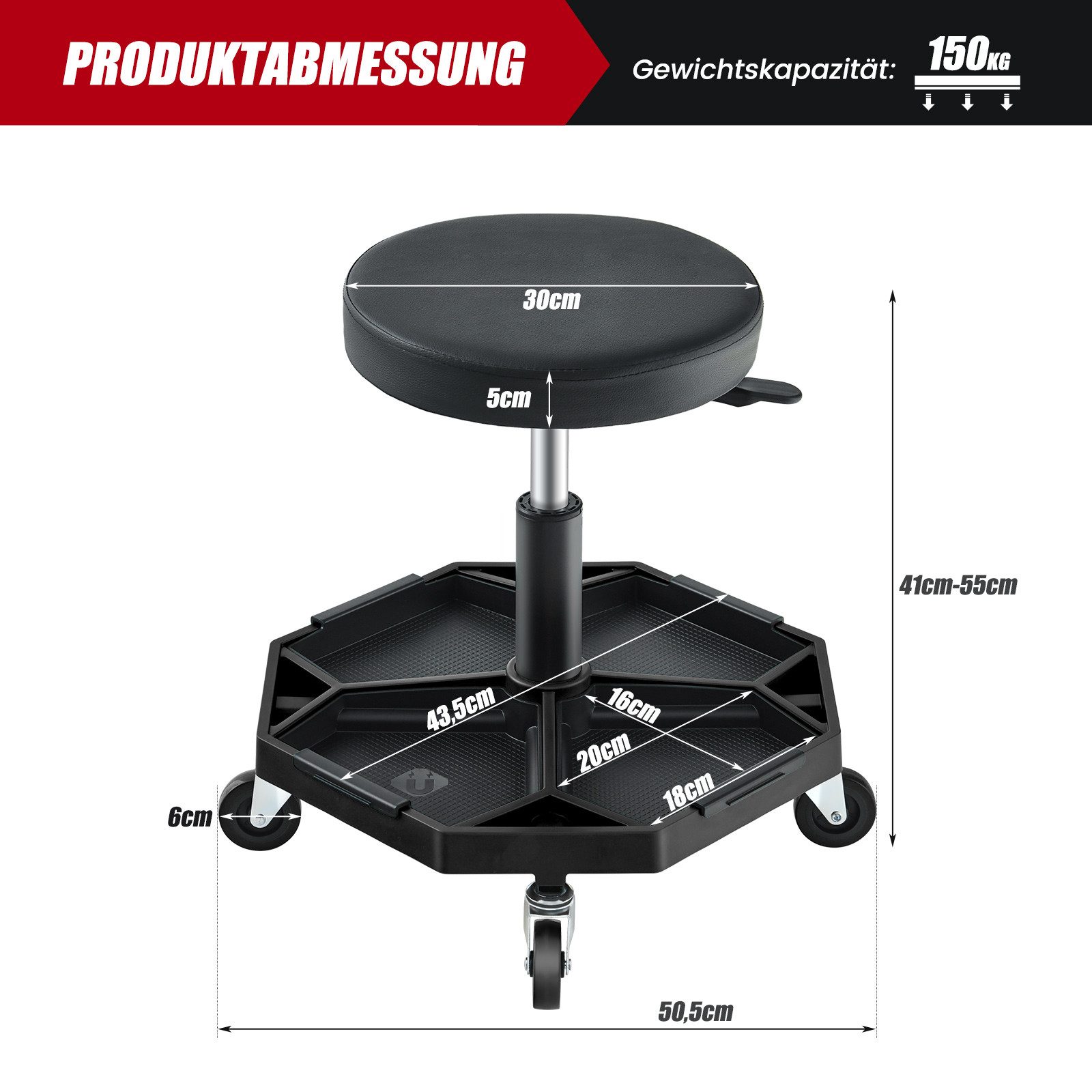 COSTWAY Werkbank, mit Ablage, 150kg belastbar, 41-55cm höhenverstellbar