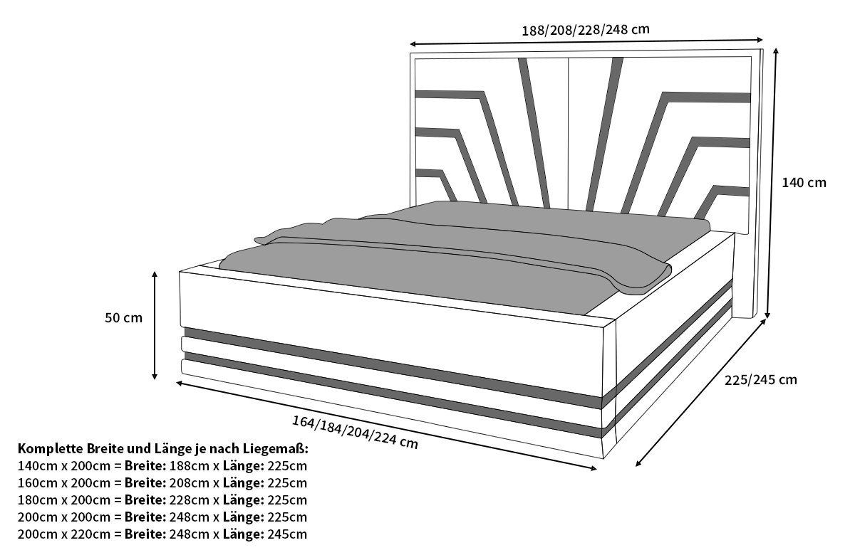 Sofa Dreams Boxspringbett Cecina Bett Kunstleder Premium Komplettbett 180x200 Hotelbett, inkl. Topper dunkelbraun