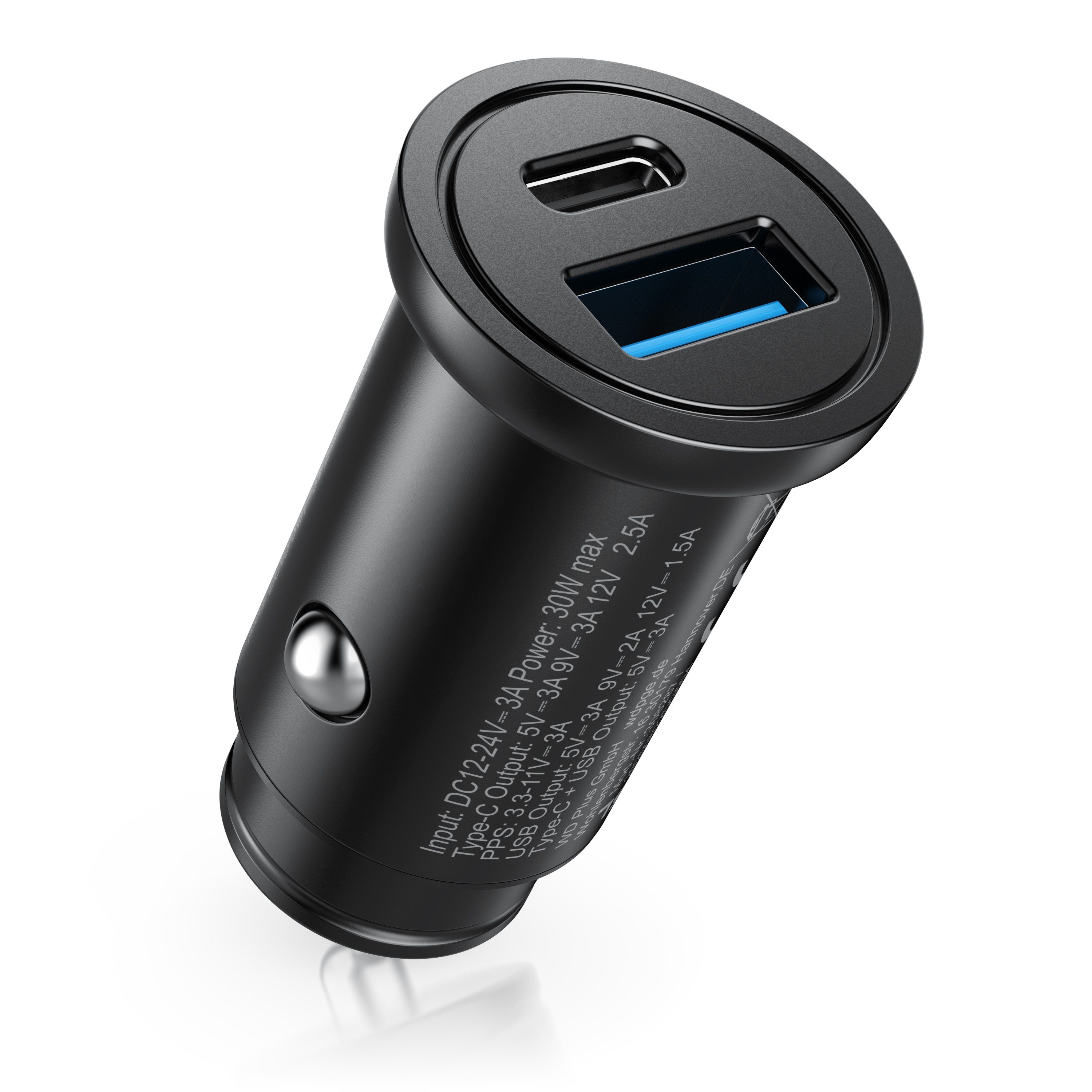 CSL KFZ Ladegerät Auto Ladegerät USB A & C, Schnellladegerät 30 Watt KFZ-Netzteil (USB-C & USB-A, Zigarettenanzünder, Power Delivery & Quick Charge)