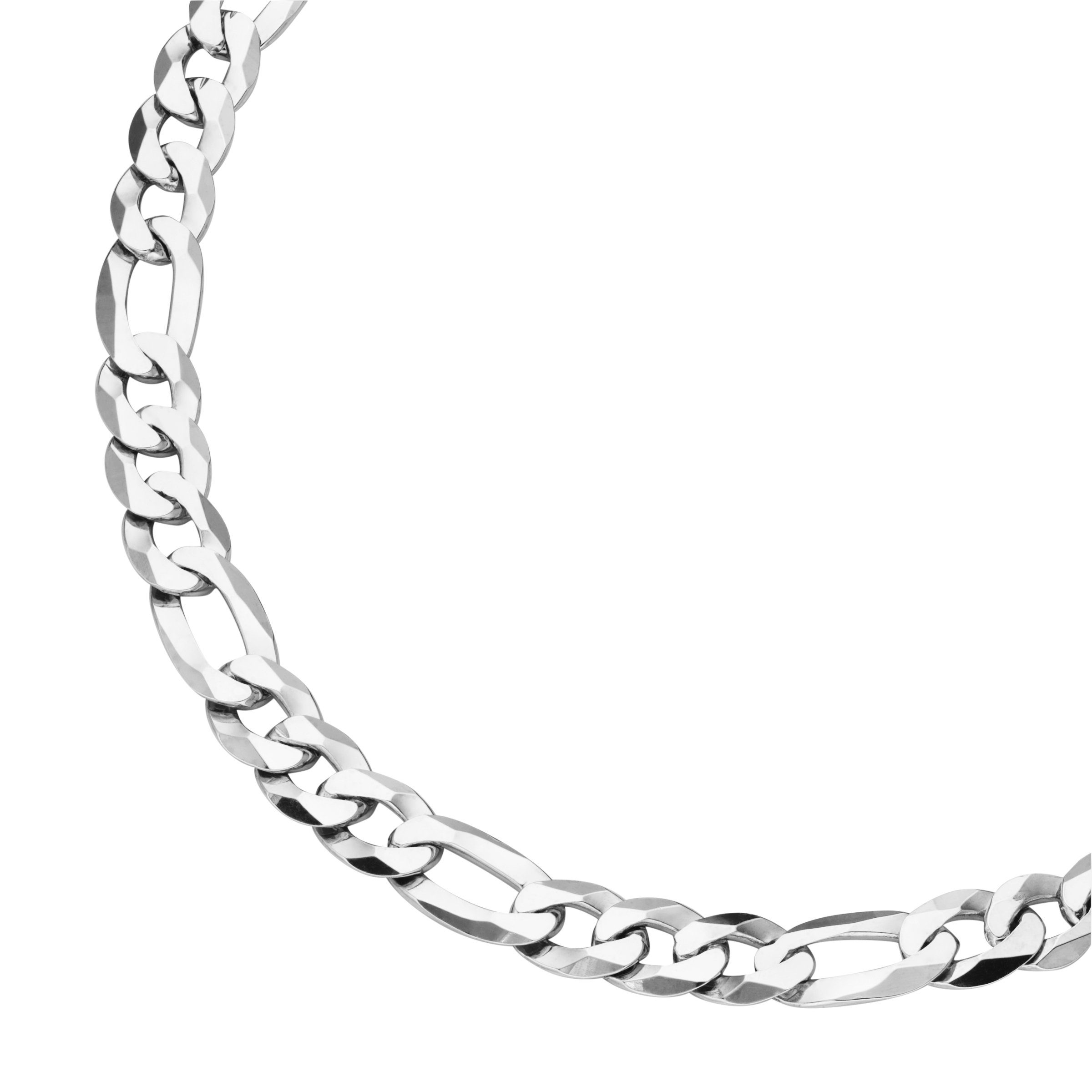 Smart Jewel Silberkette Figarokette 3/1 diamantiert, massiv, Silber 925, 925  Sterling Silber rhodiniert