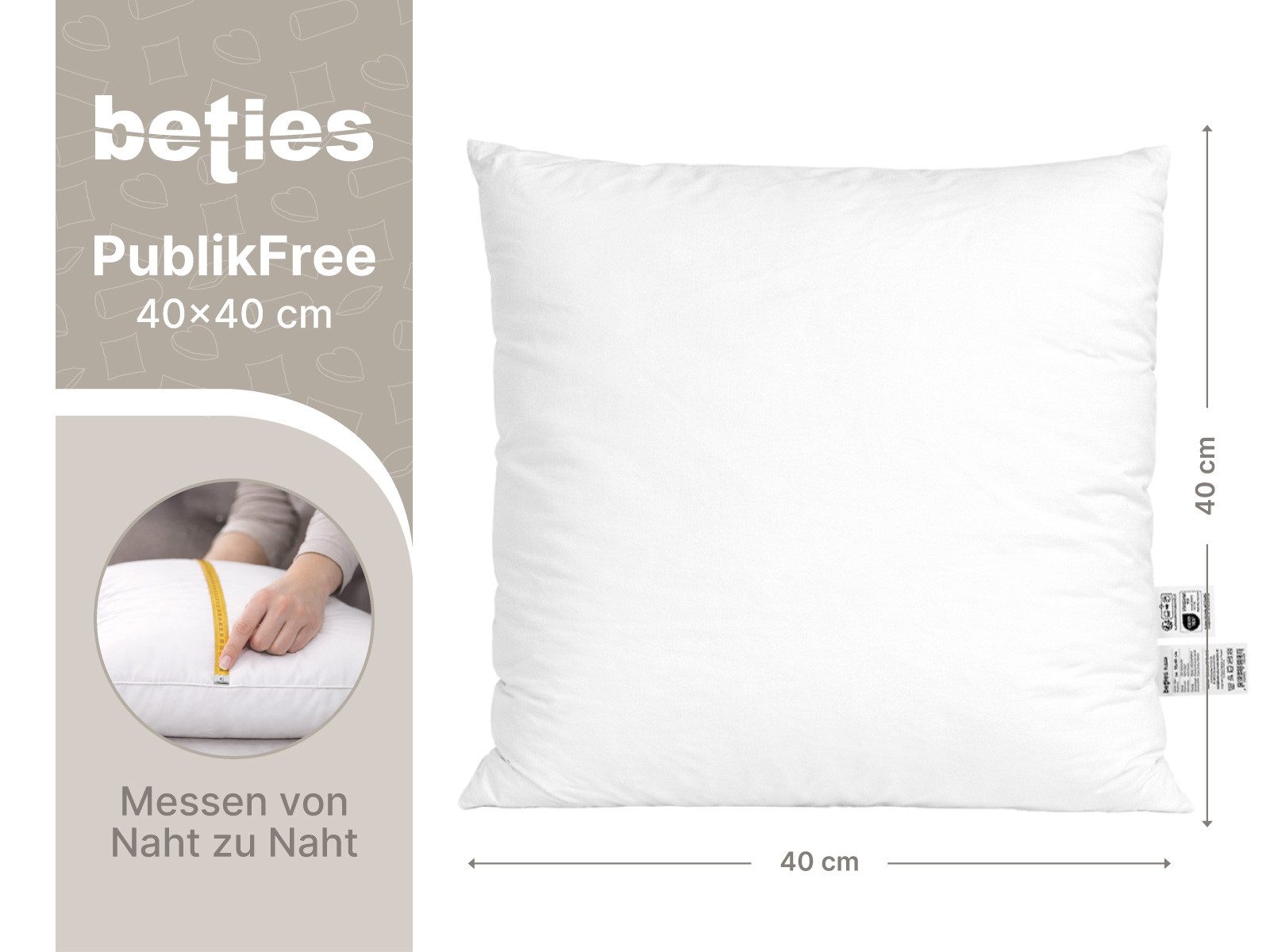 beties Kunstfaserkopfkissen PublikFree, Füllung: Polyester Faserbällchen, Bezug: Baumwolle, 2 Stück, waschbar - in verschiedenen Größen erhältlich