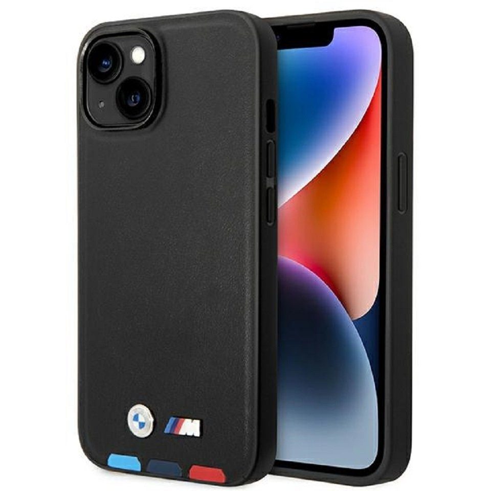 BMW Handyhülle Case iPhone 14 Kunstleder Tricolor schwarz Logo 6,1 Zoll, Kantenschutz