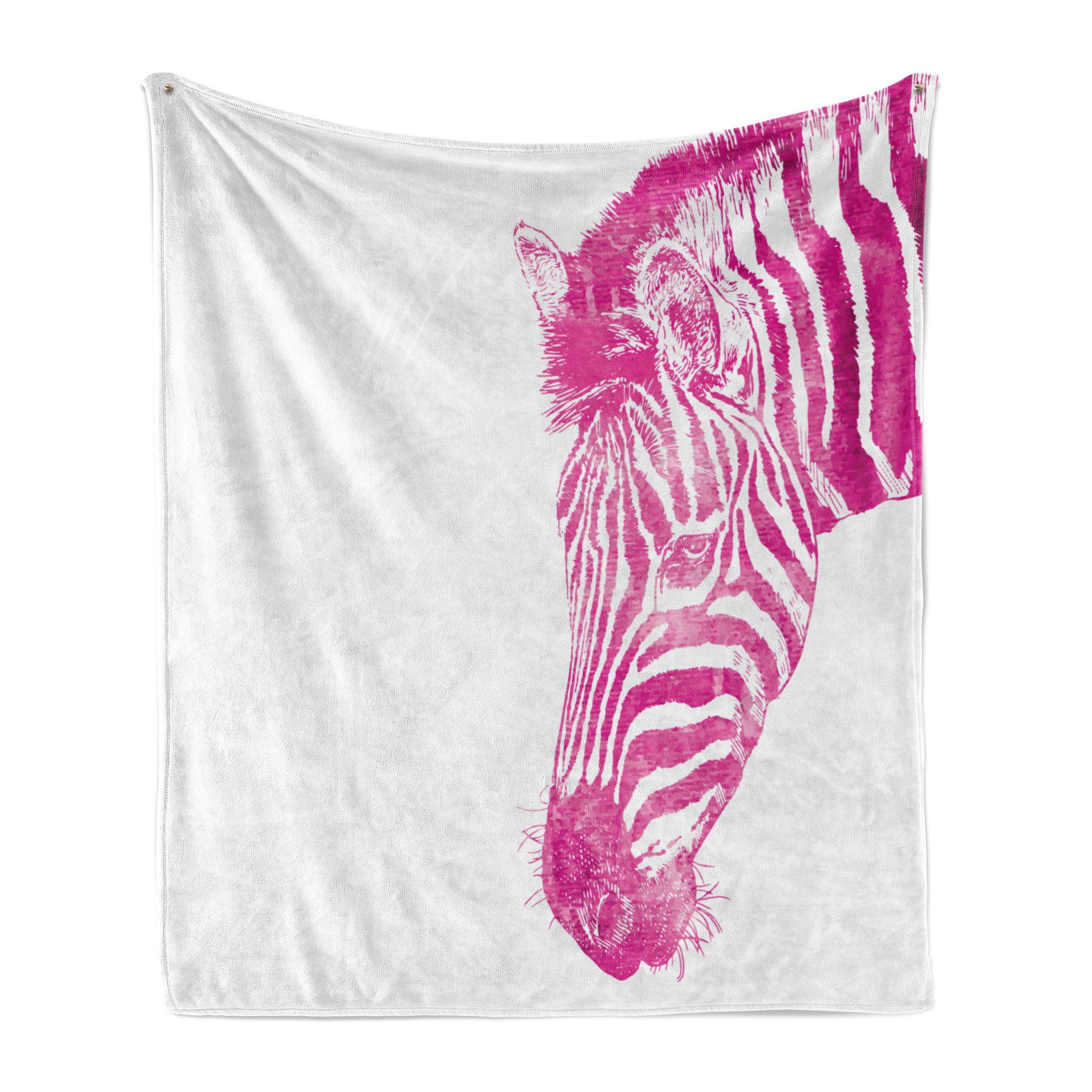 Abakuhaus, und den für Innen- Zebra rosa Tierkopf Wohndecke Plüsch Außenbereich, Vibrant Gemütlicher