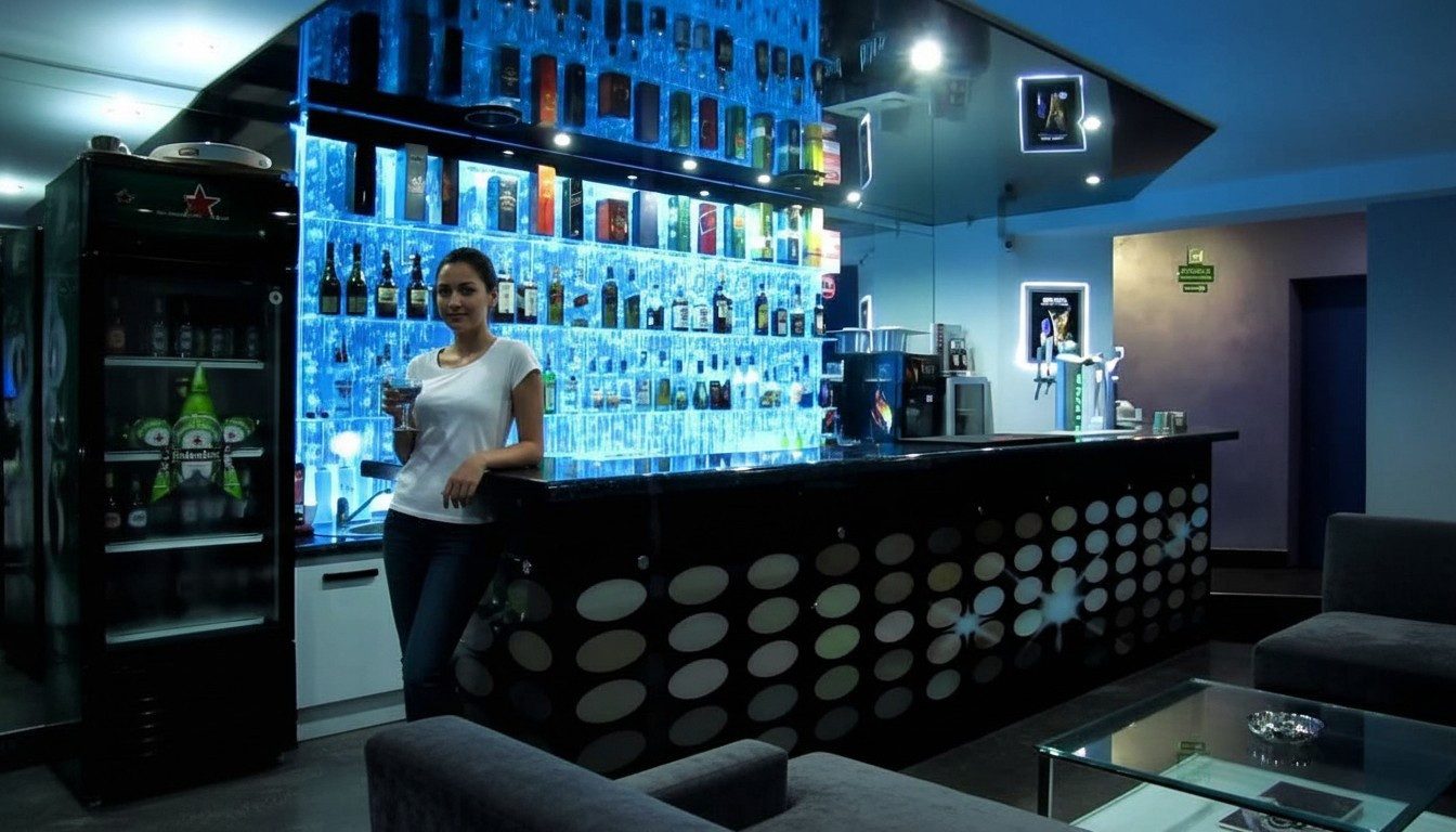 JVmoebel Barschrank LED-Wasserwand mit Beleuchtung für die Bar Made in Europa