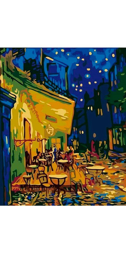 VBS Malvorlage Раскрась по номерам Van Gogh Cafe, 40 cm x 50 cm auf Keilrahmen