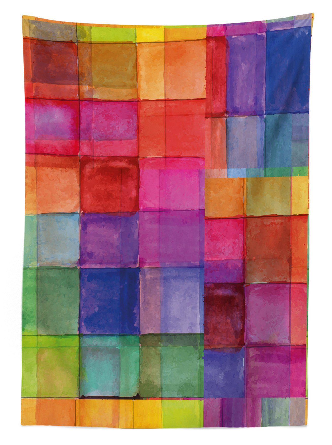 Farben, Abstrakt Regenbogen-Farben-Quadrate Farbfest Abakuhaus Waschbar den Tischdecke Außen geeignet Klare Für Bereich