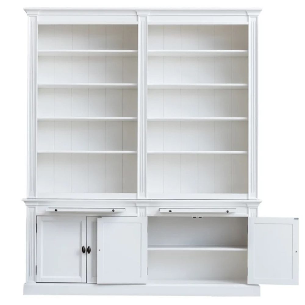 Wohnpalast Bücherwand Bücherwand Regal London 200 cm Weiß – Landhaus Bücherregal