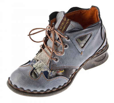 TMA »Leder Stiefeletten Knöchel Schuhe TMA 5155 Boots« Stiefelette Used Look, Zeitungsdruck, Ungefüttert, Ganzjahresartikel