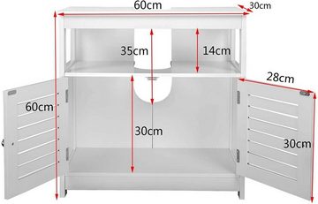 EUGAD Waschbeckenunterschrank (1-St) mit 2 Türen, Ablage 60x30x60 cm Weiß