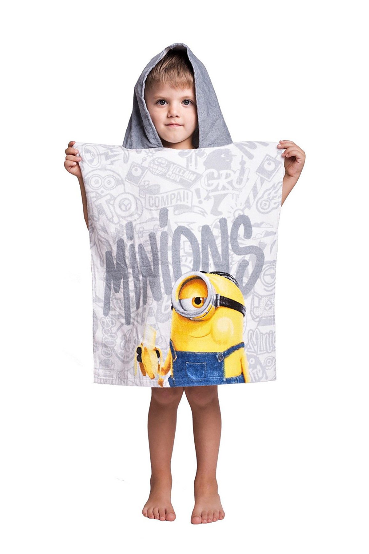 Minions Kapuzenhandtuch Bade-Poncho mit Kapuze Disney Minion, Baumwolle (1- günstig online kaufen
