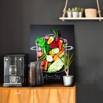 wandmotiv24 Leinwandbild Obst & Gemüse, Hochformat, Gemüse, Kochtopf, Salat, Essen & Trinken (1 St), Wandbild, Wanddeko, Leinwandbilder in versch. Größen
